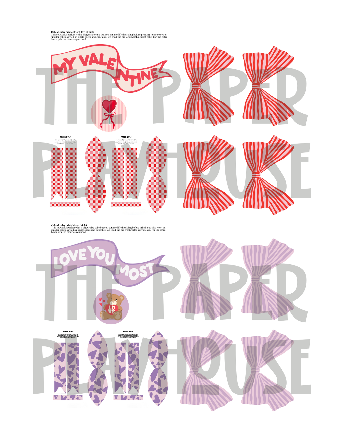 Printable Valentine’s Cake Decor | Instant Download Cake Topper / Printable downloadable