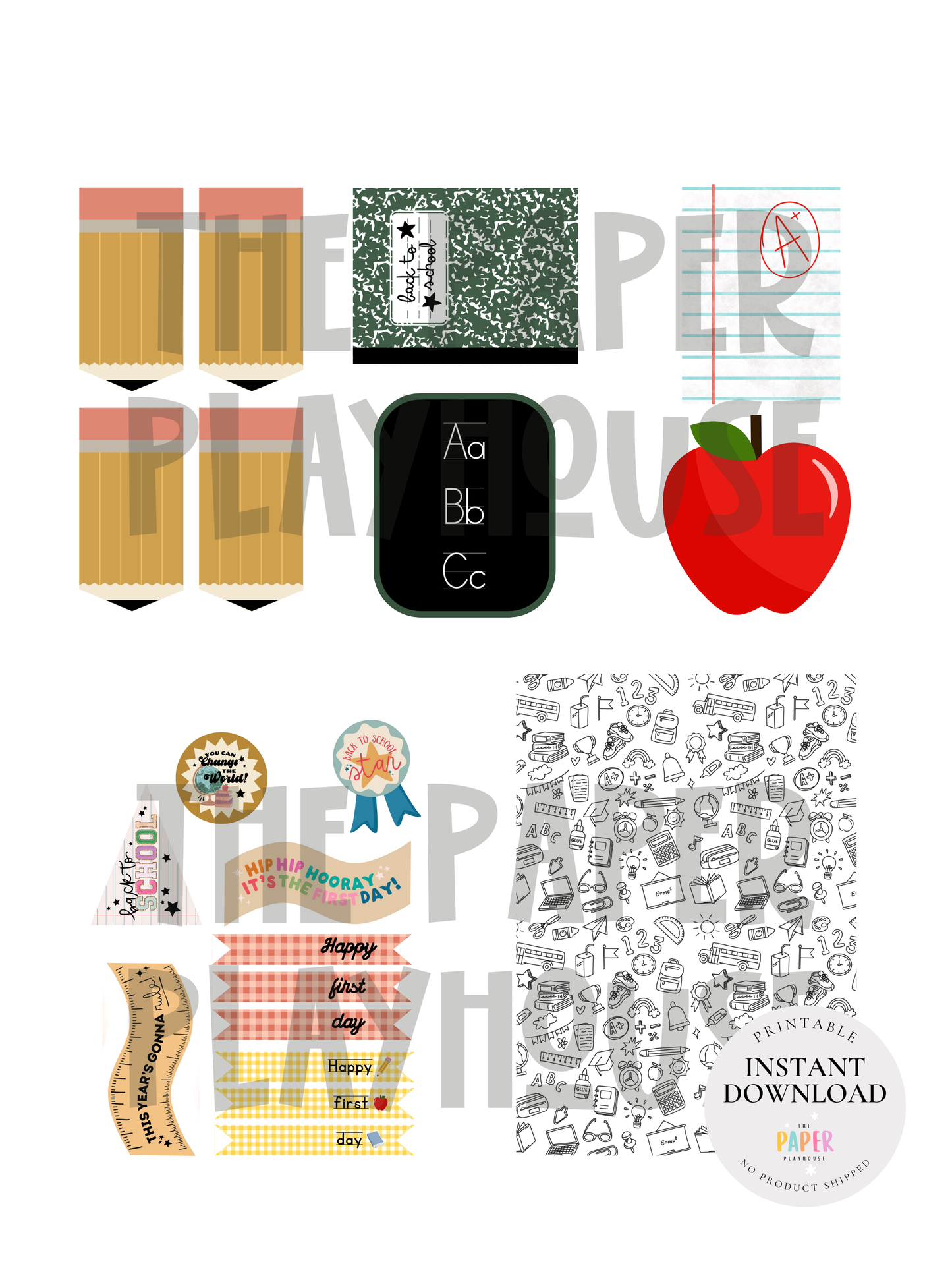 BACK TO SCHOOL HAPPY FIRST DAY BUNDLE / Printable download