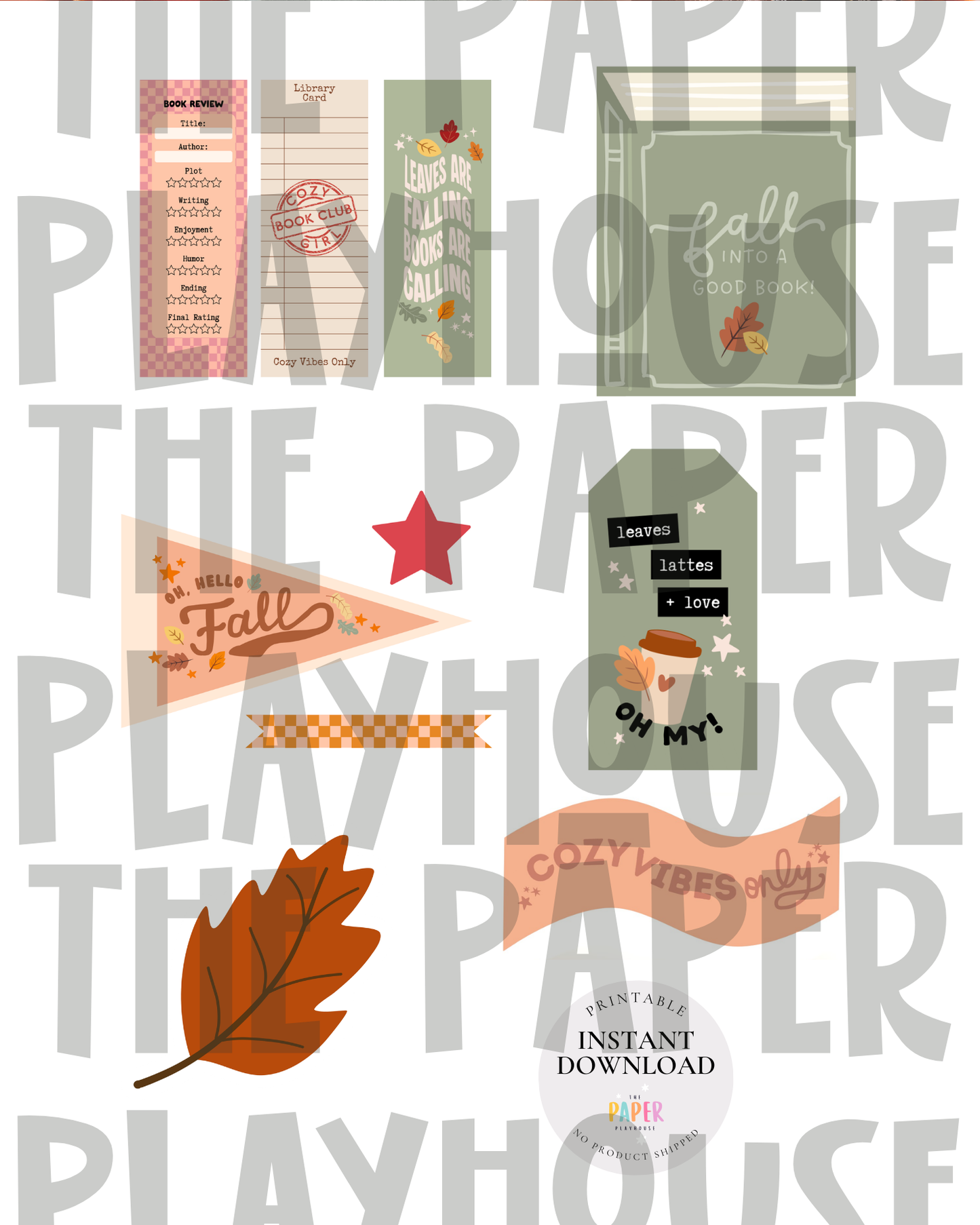Fall Into a Good Book – Bookstack Decor Bundle | Printable downloadable