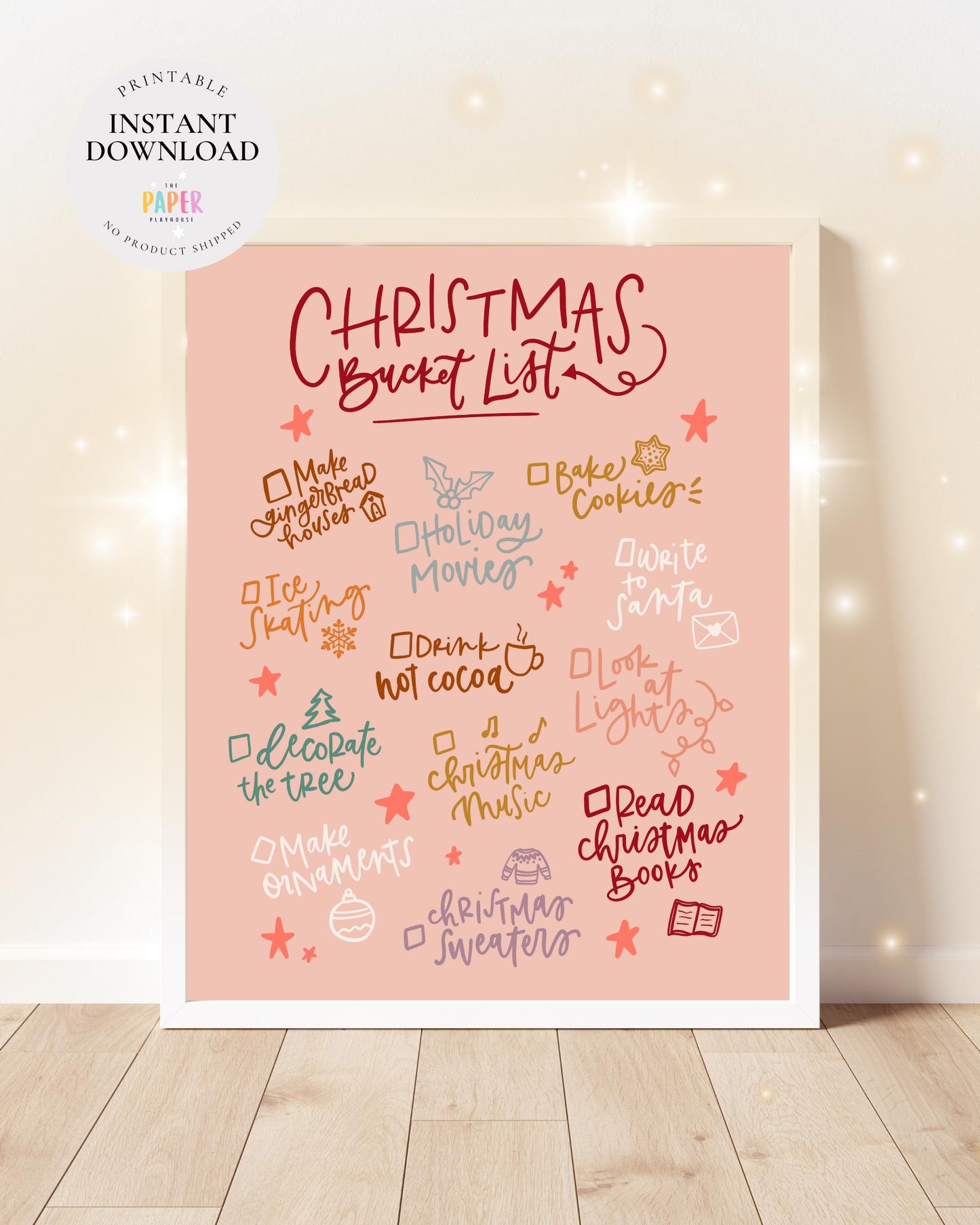 FRAMEABLE NORTH POLE & CHRISTMAS BUCKET LIST ART / Printable download 30x40cm
