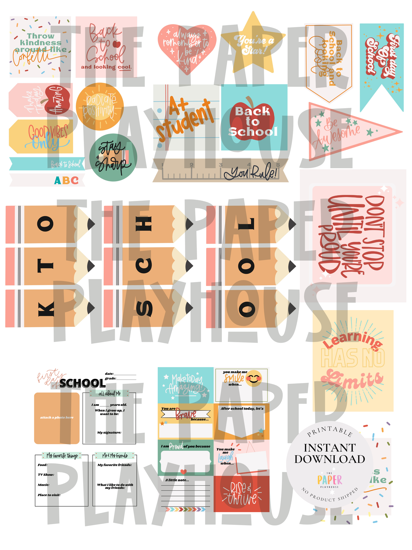 BACK TO SCHOOL GOOD VIBES BUNDLE / Printable download