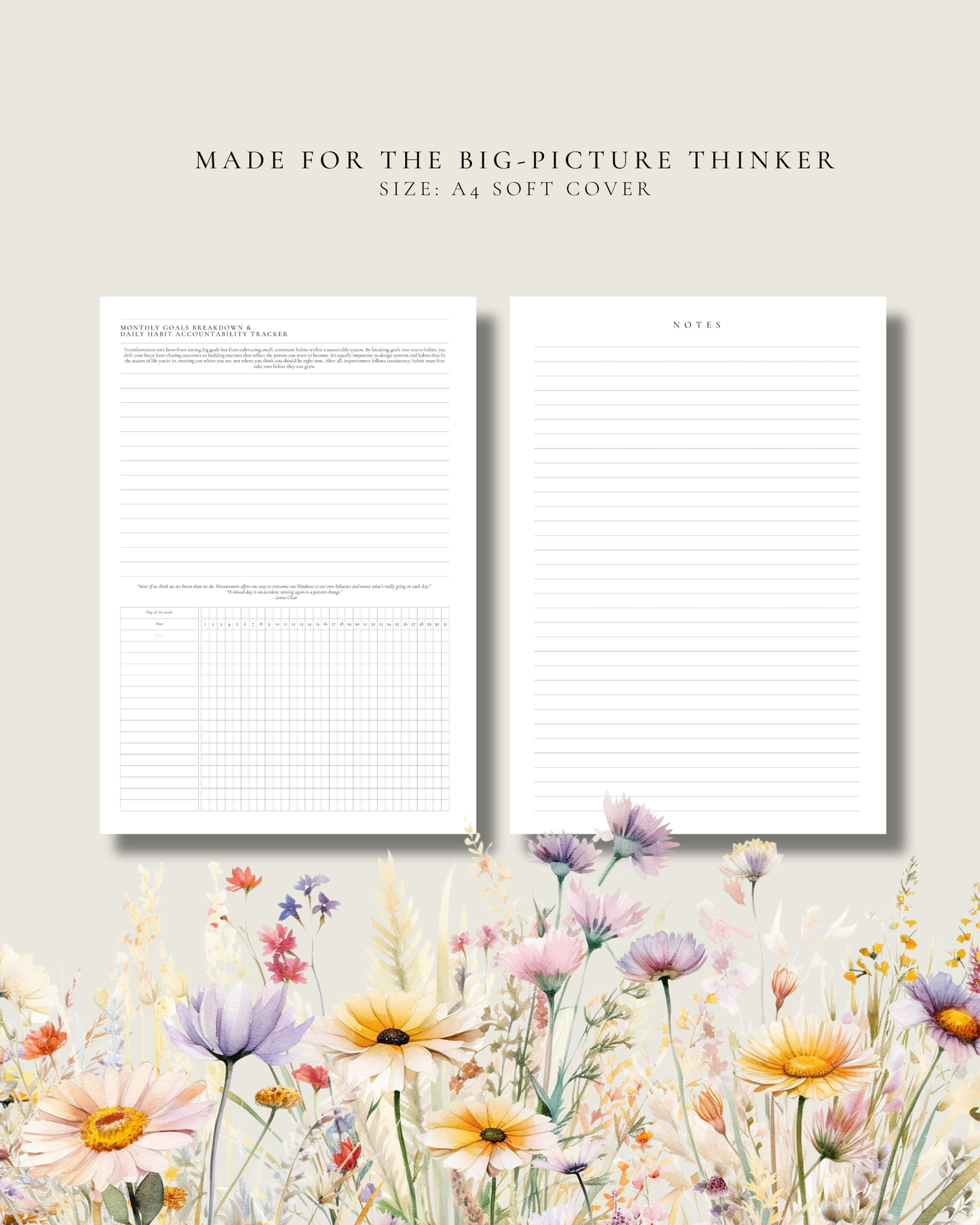 Two sheets of paper with floral design on a light gray background