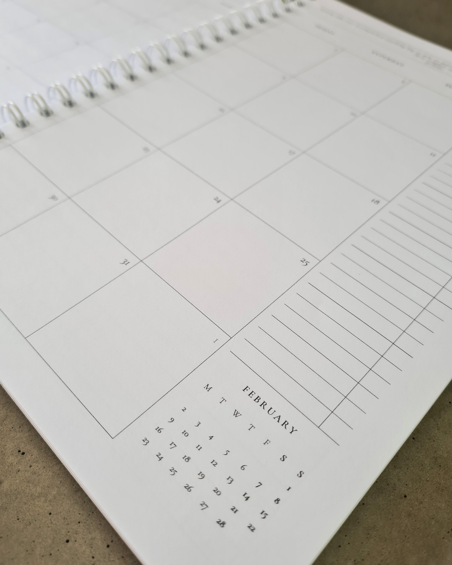 Calendar page showing February on a plain background