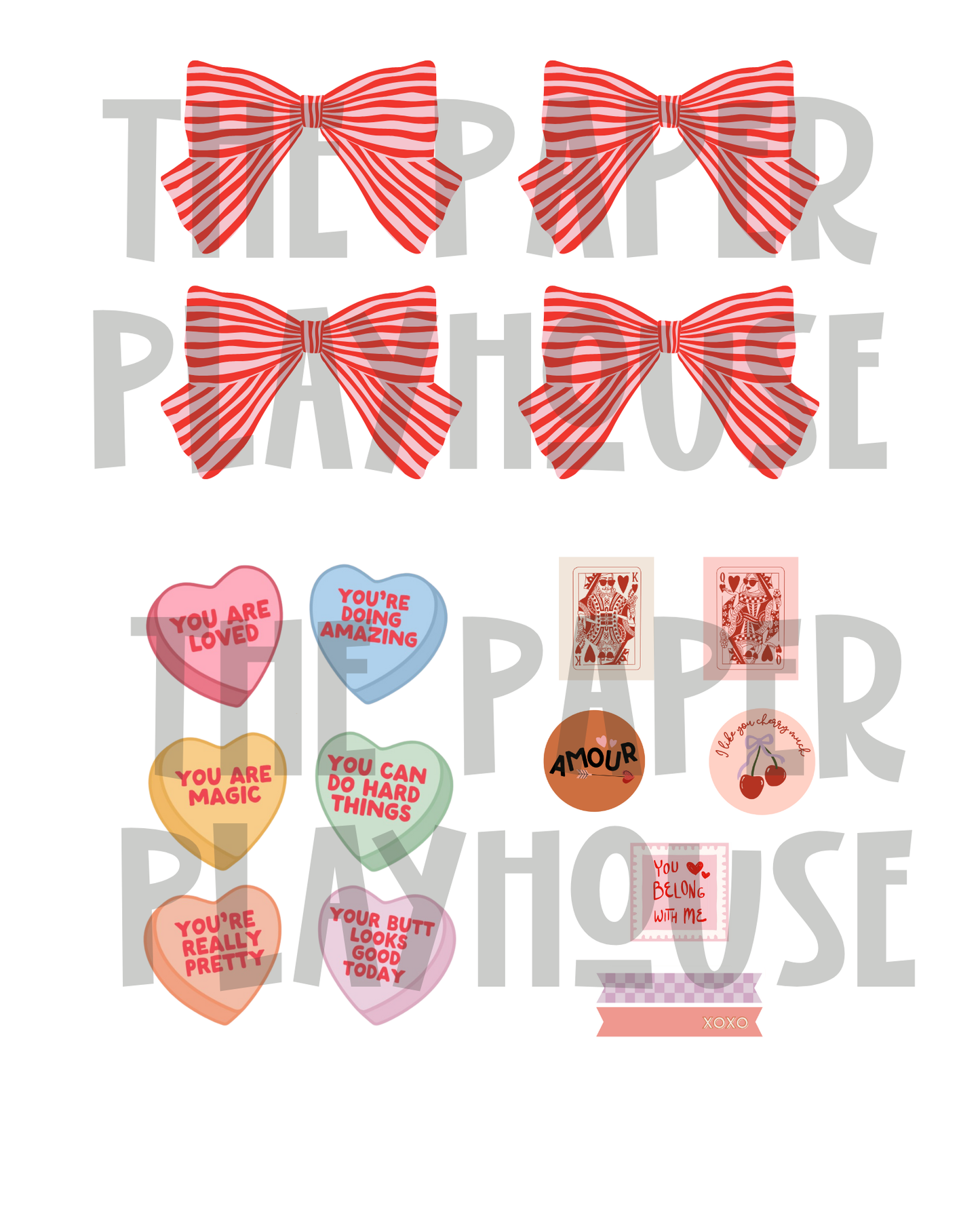 Printable Valentine’s Bow Décor Set Instant download| Printable downloadable