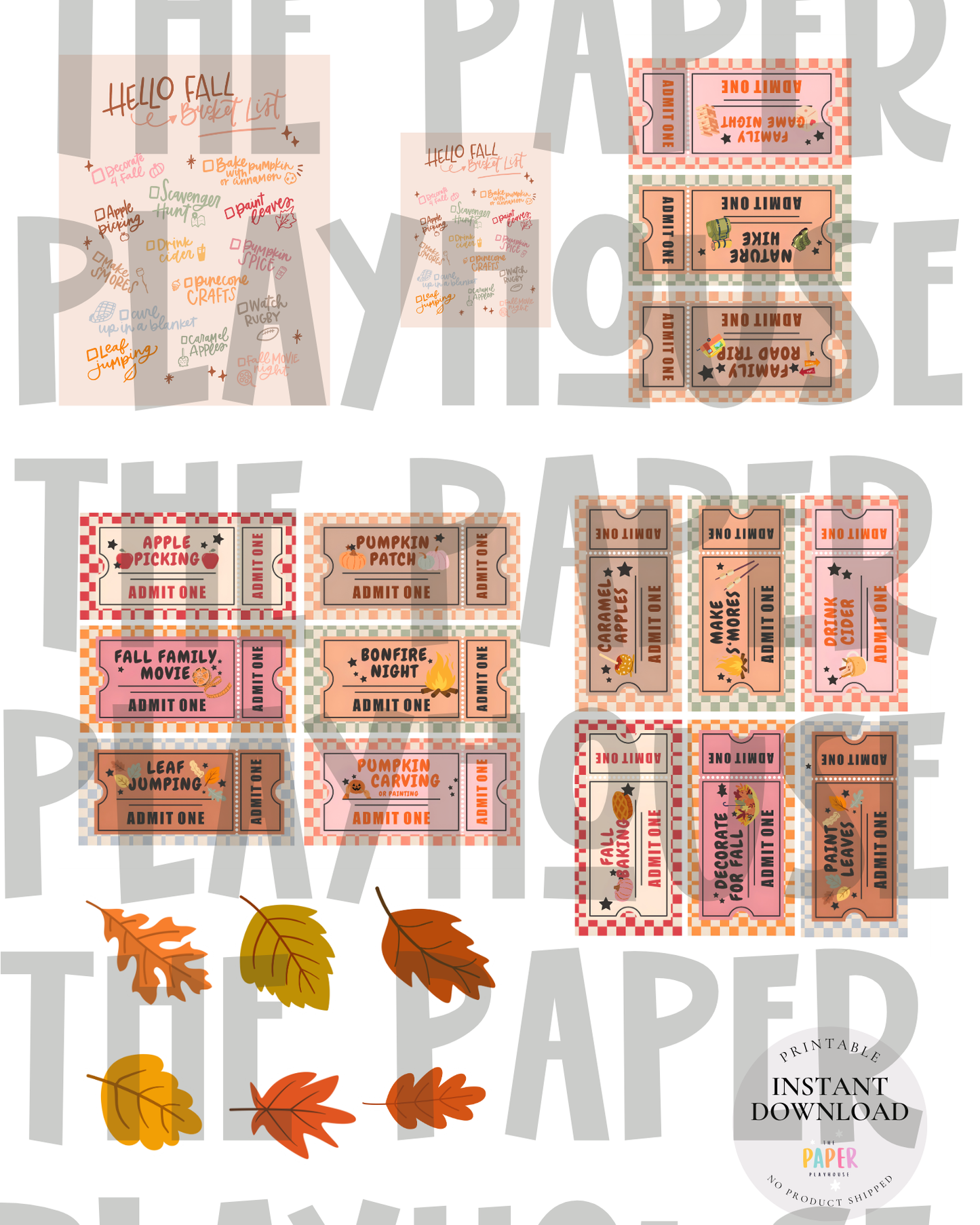 Fall Bucket List & Activity Coupon Set | Printable downloadable