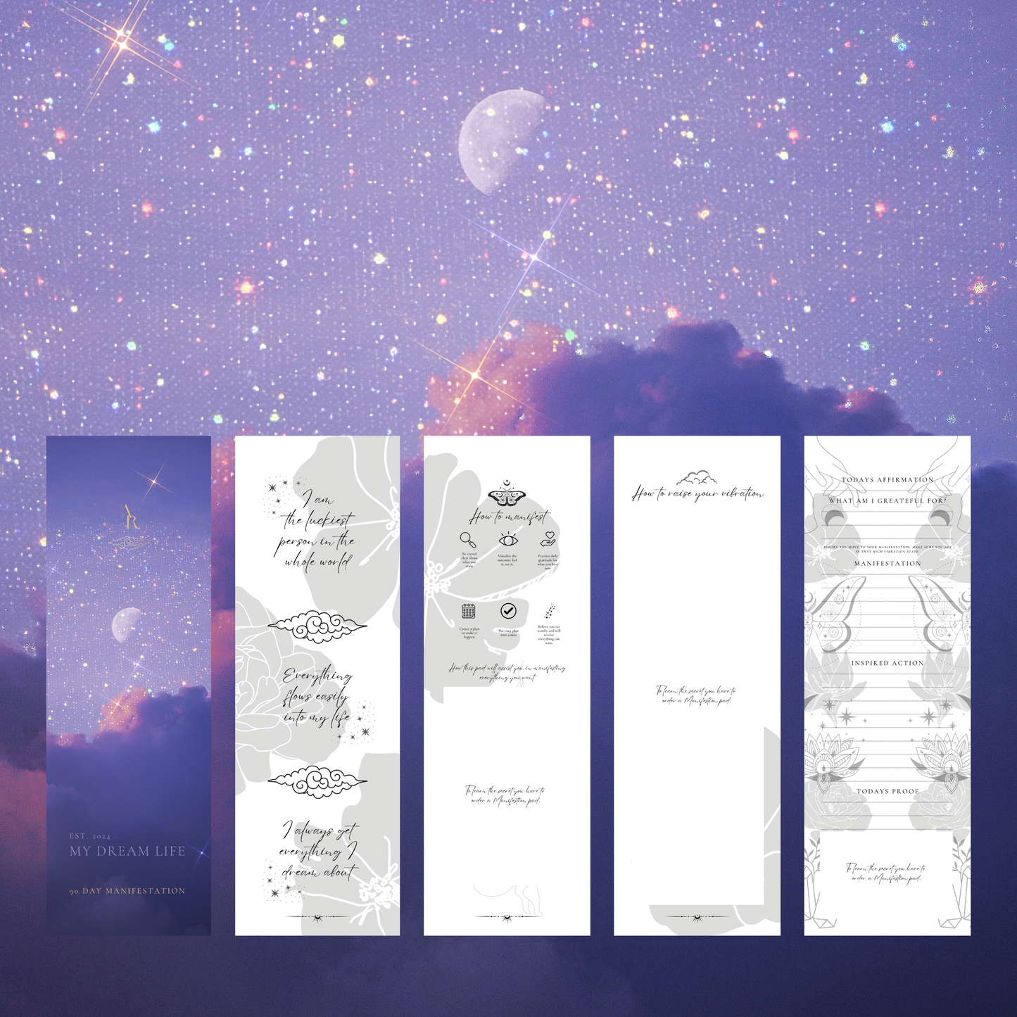 manifestation pad, daily planner, dreams come true