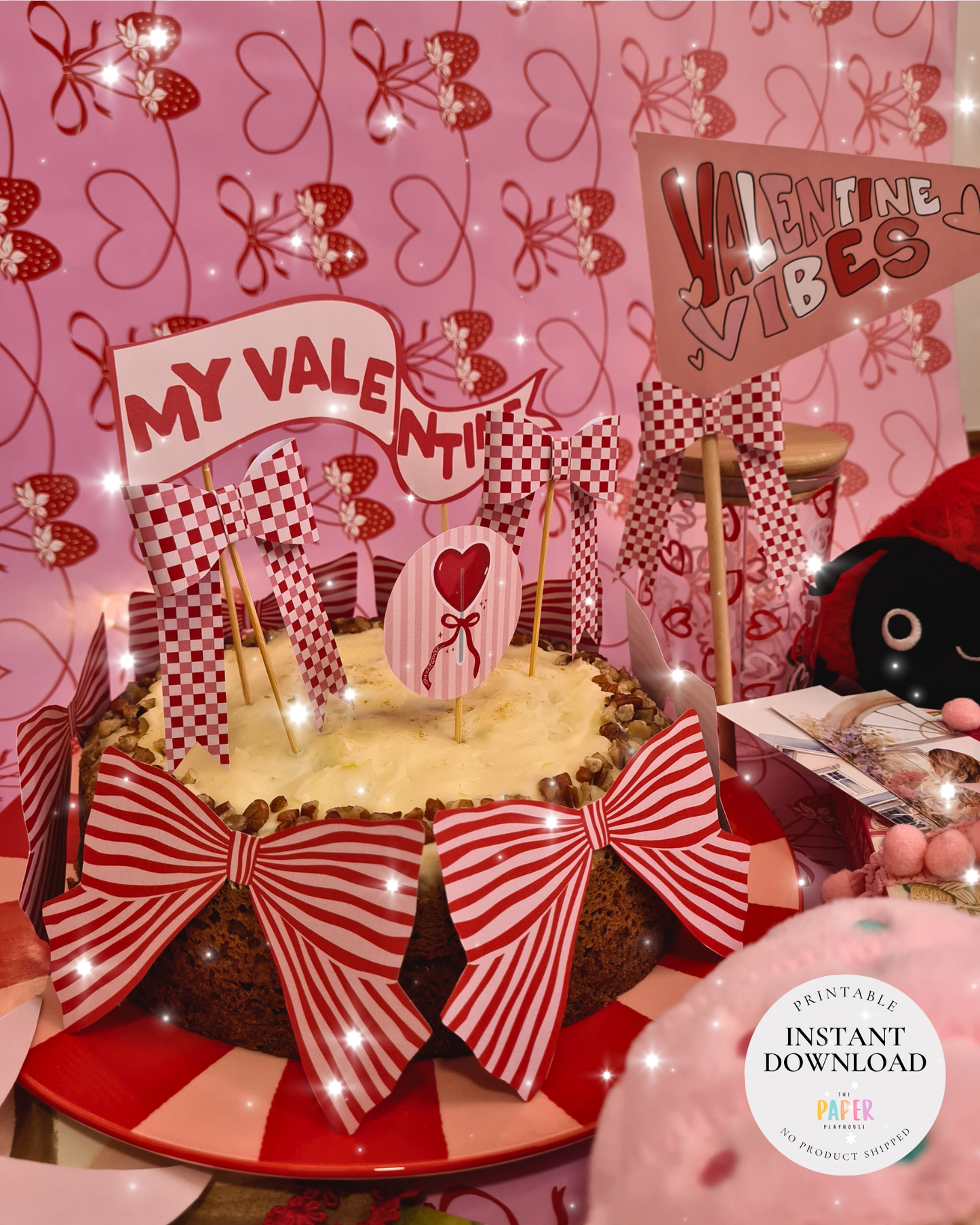Printable Valentine’s Cake Decor | Instant Download Cake Topper / Printable downloadable