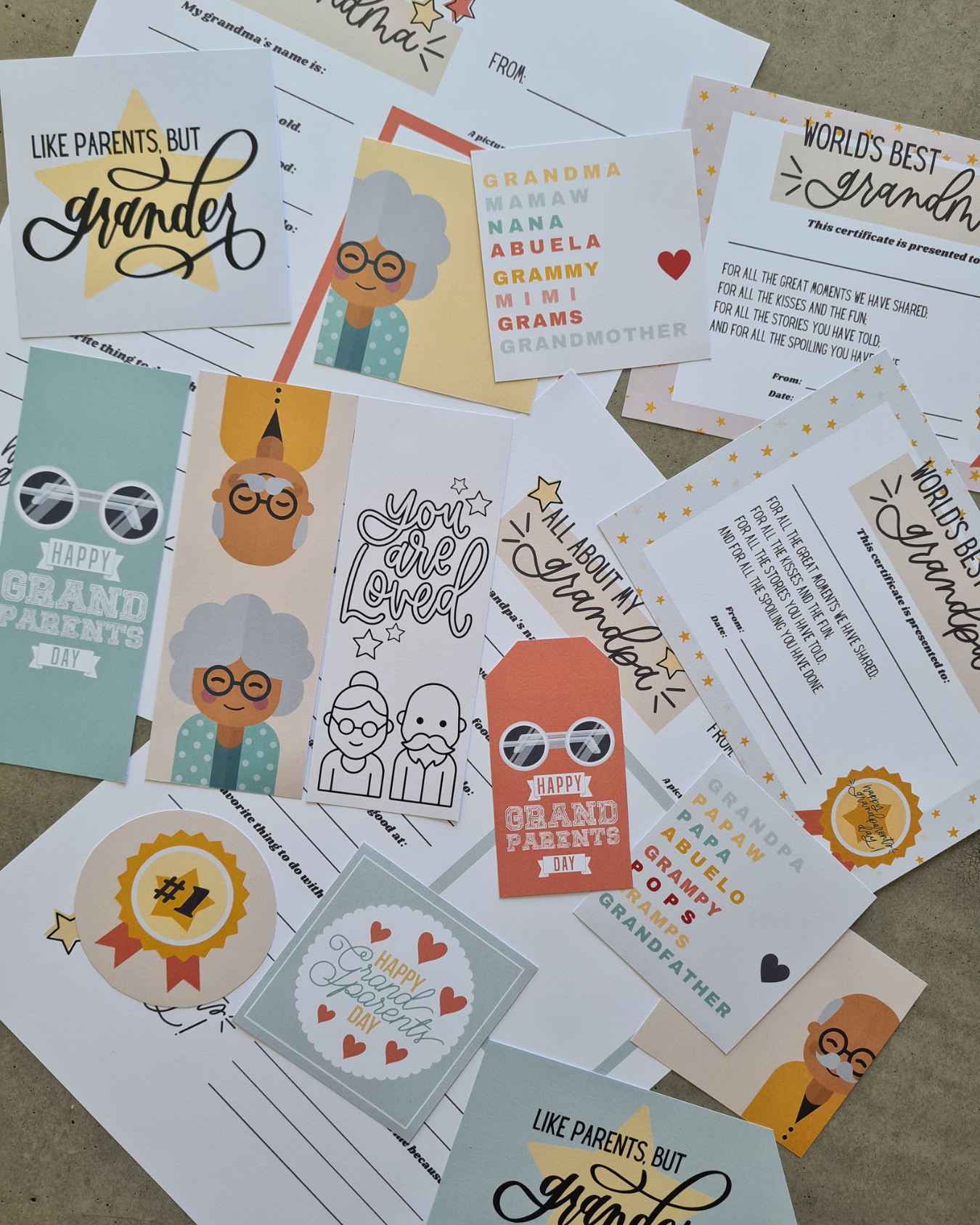 Family Celebration Printable/Downloadble Bundle – Mother’s Day, Father’s Day & Grandparents Day