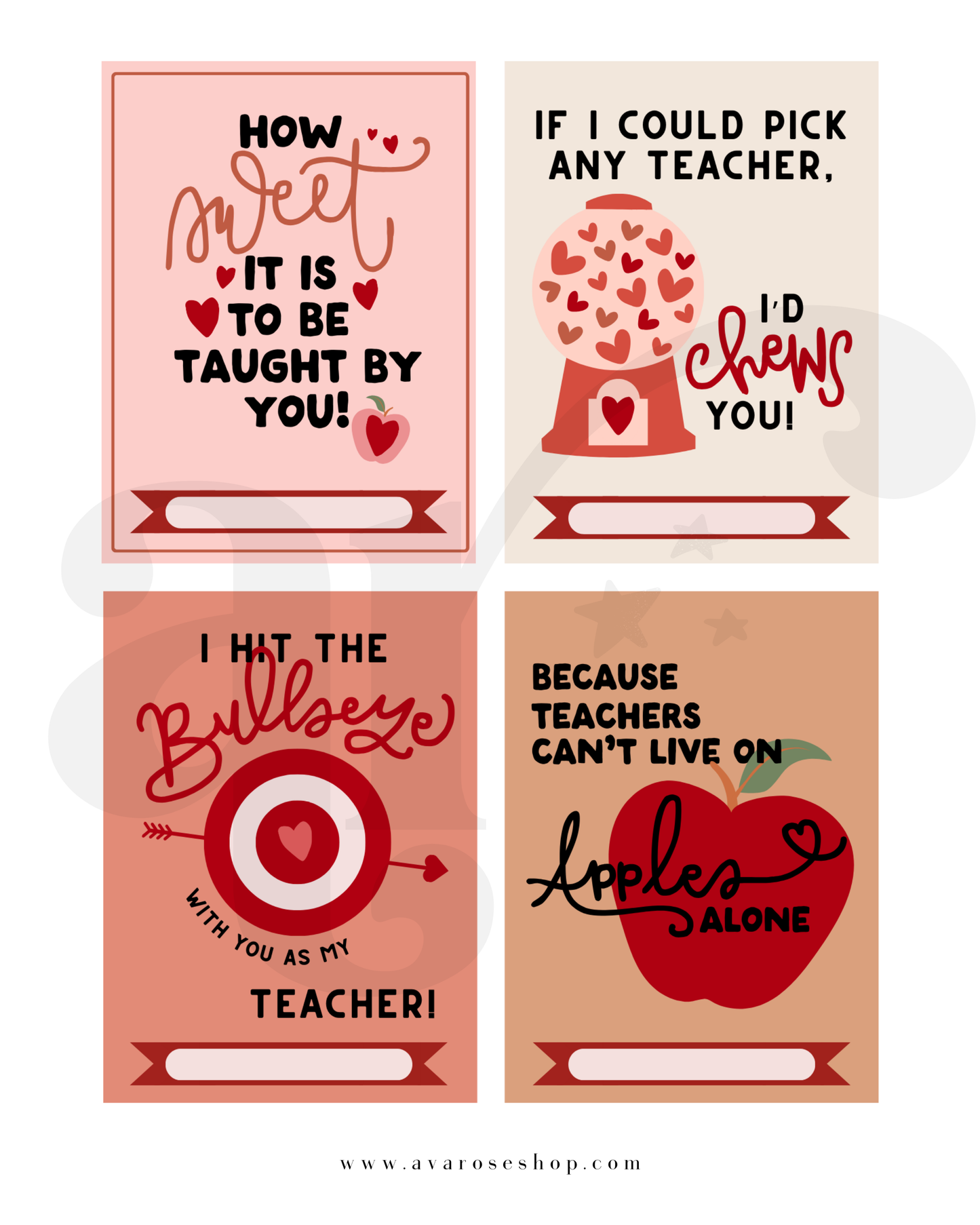 Valentines for teachers / PRINTABLE