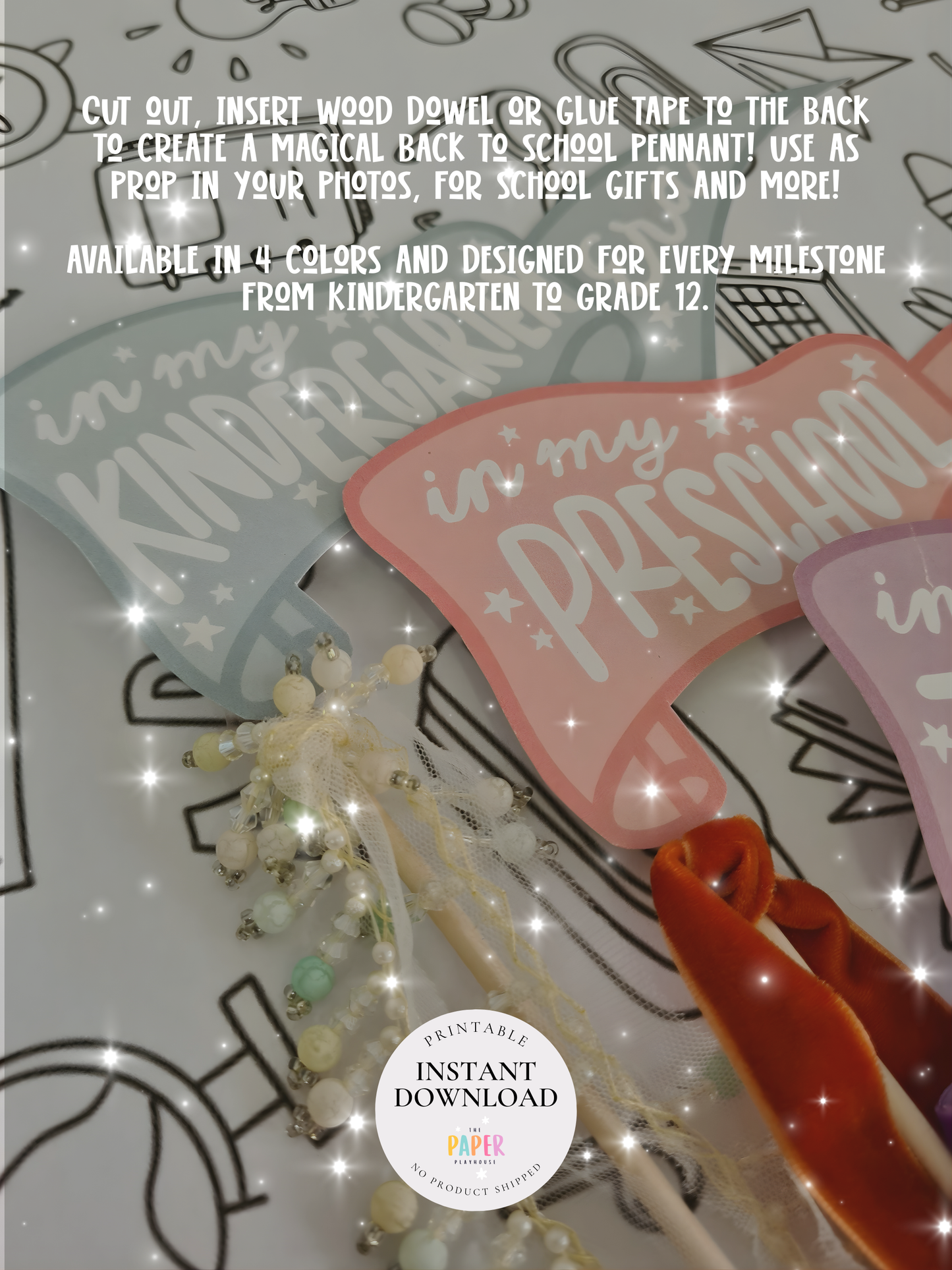 IN MY SCHOOL PENNANTS| KINDERGARTEN TO GRADE 12 / Printable download