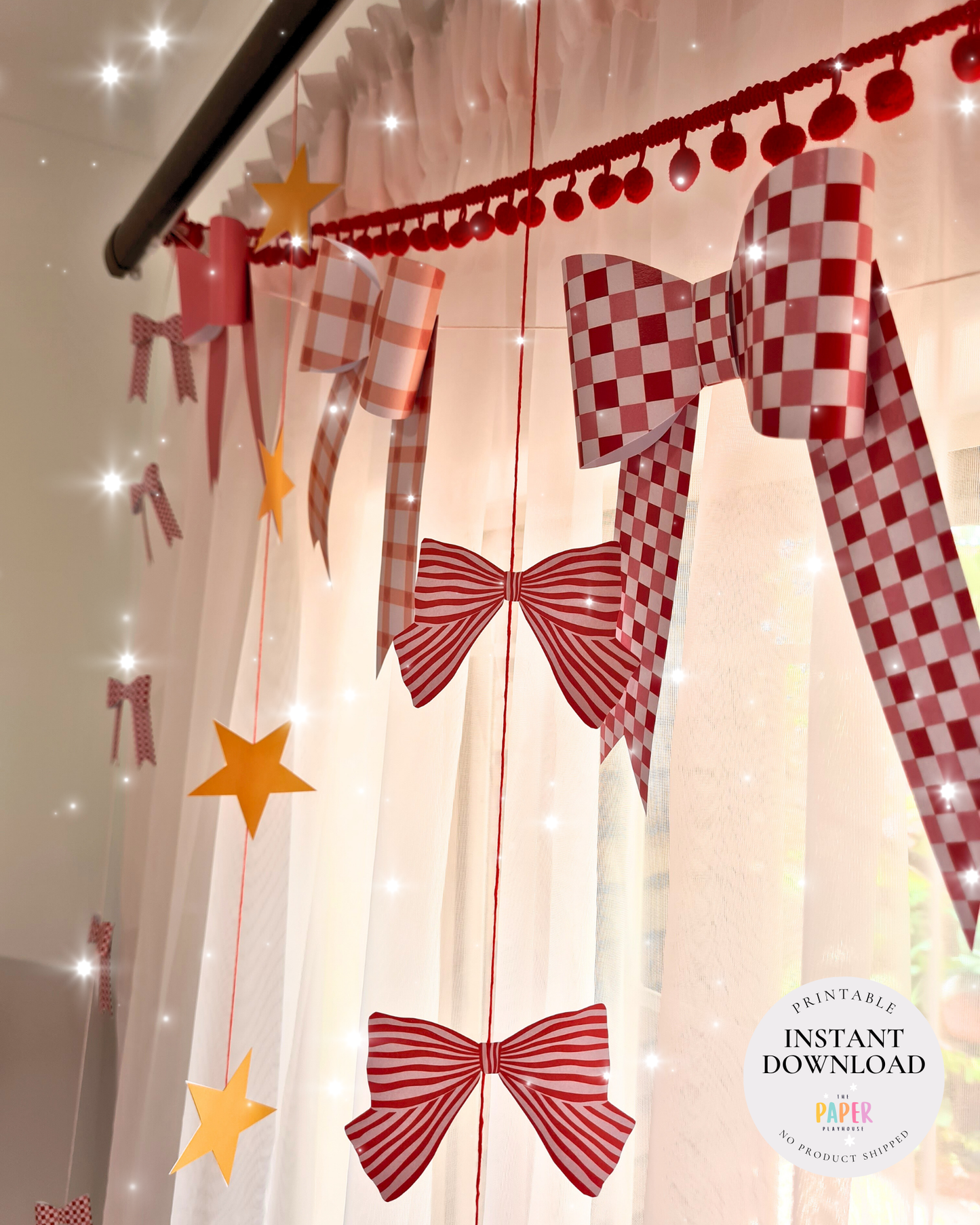 Printable Valentine’s Bow Décor Set Instant download| Printable downloadable