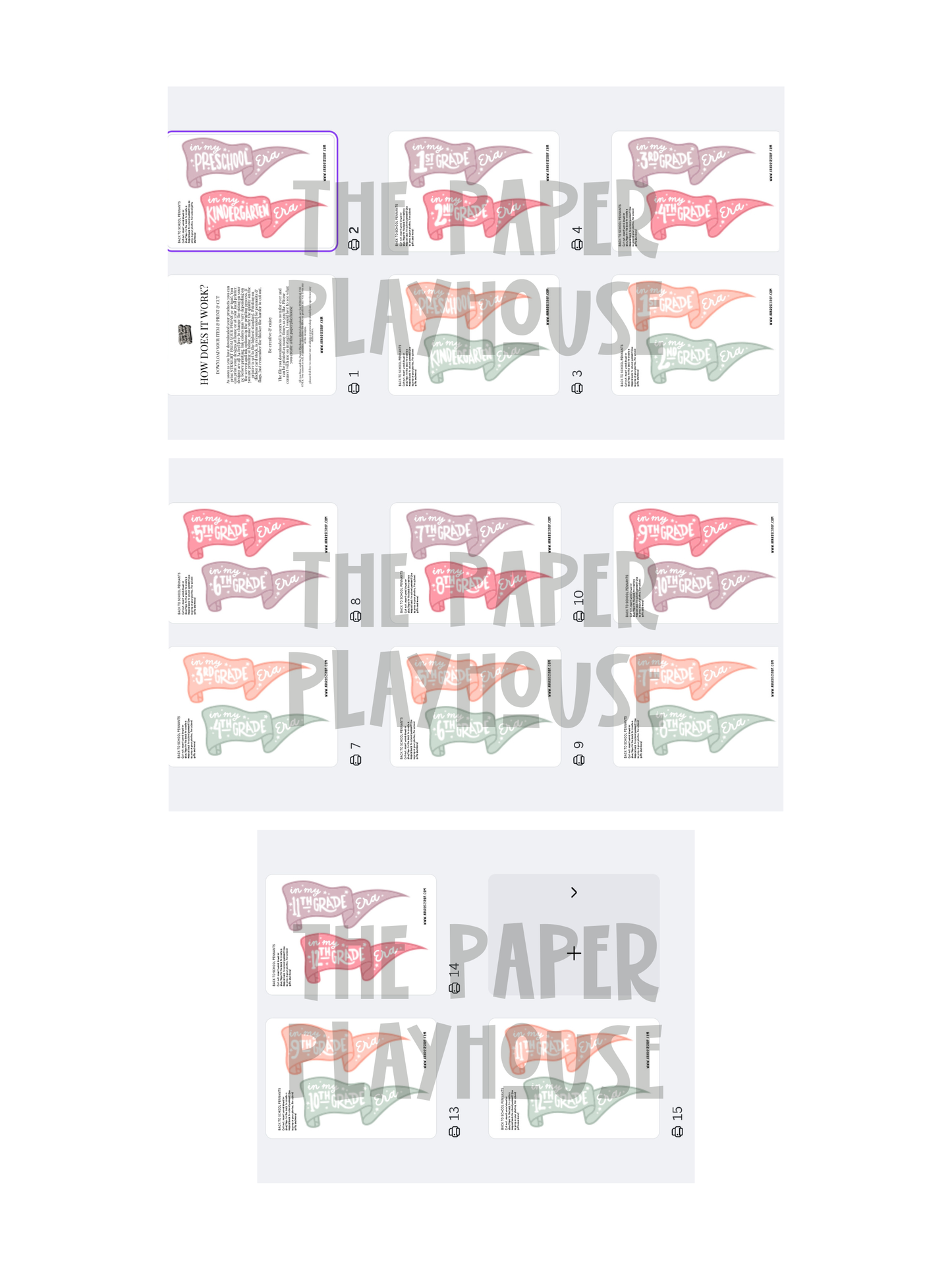 IN MY SCHOOL PENNANTS| KINDERGARTEN TO GRADE 12 / Printable download