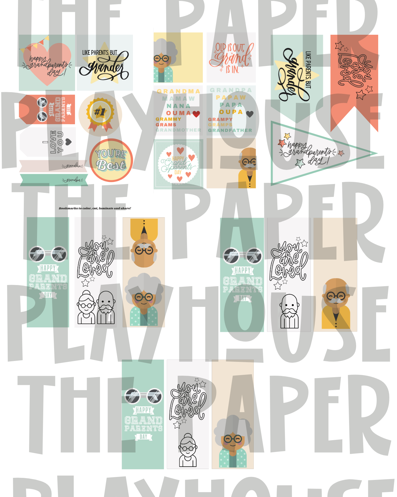 Family Celebration Printable/Downloadble Bundle – Mother’s Day, Father’s Day & Grandparents Day
