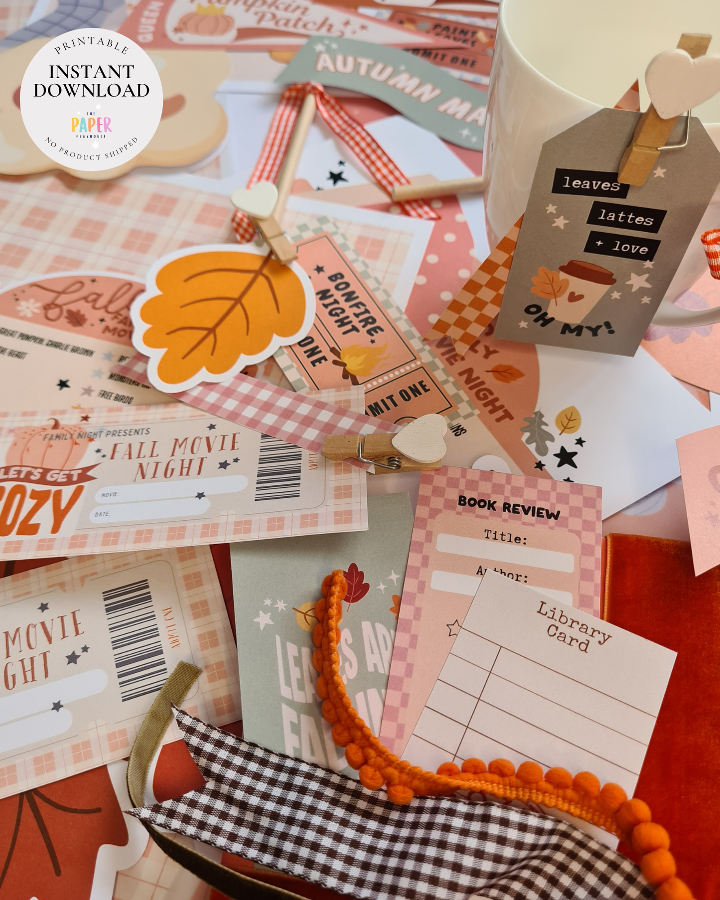 Fall Into a Good Book – Bookstack Decor Bundle | Printable downloadable