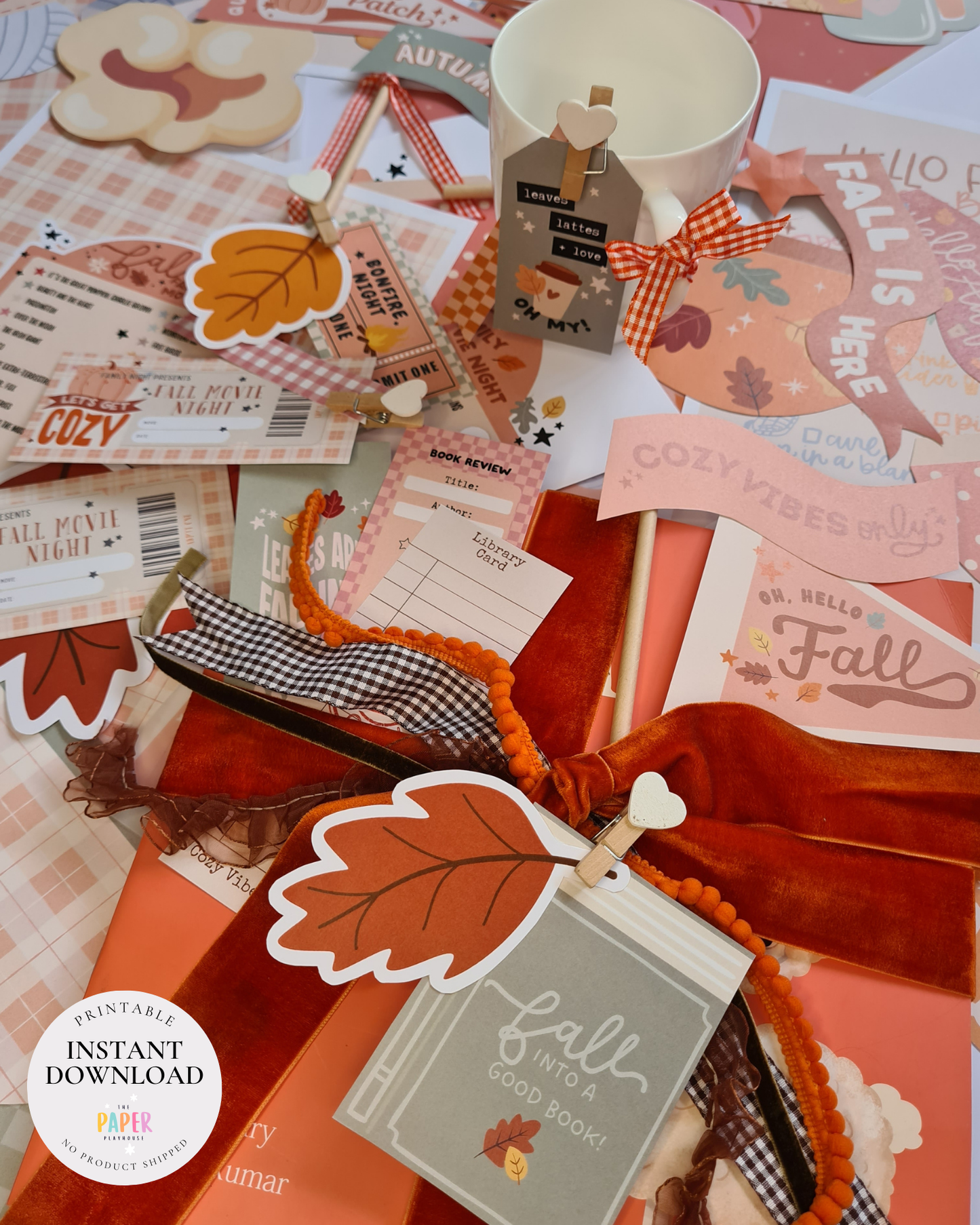 Fall Into a Good Book – Bookstack Decor Bundle | Printable downloadable