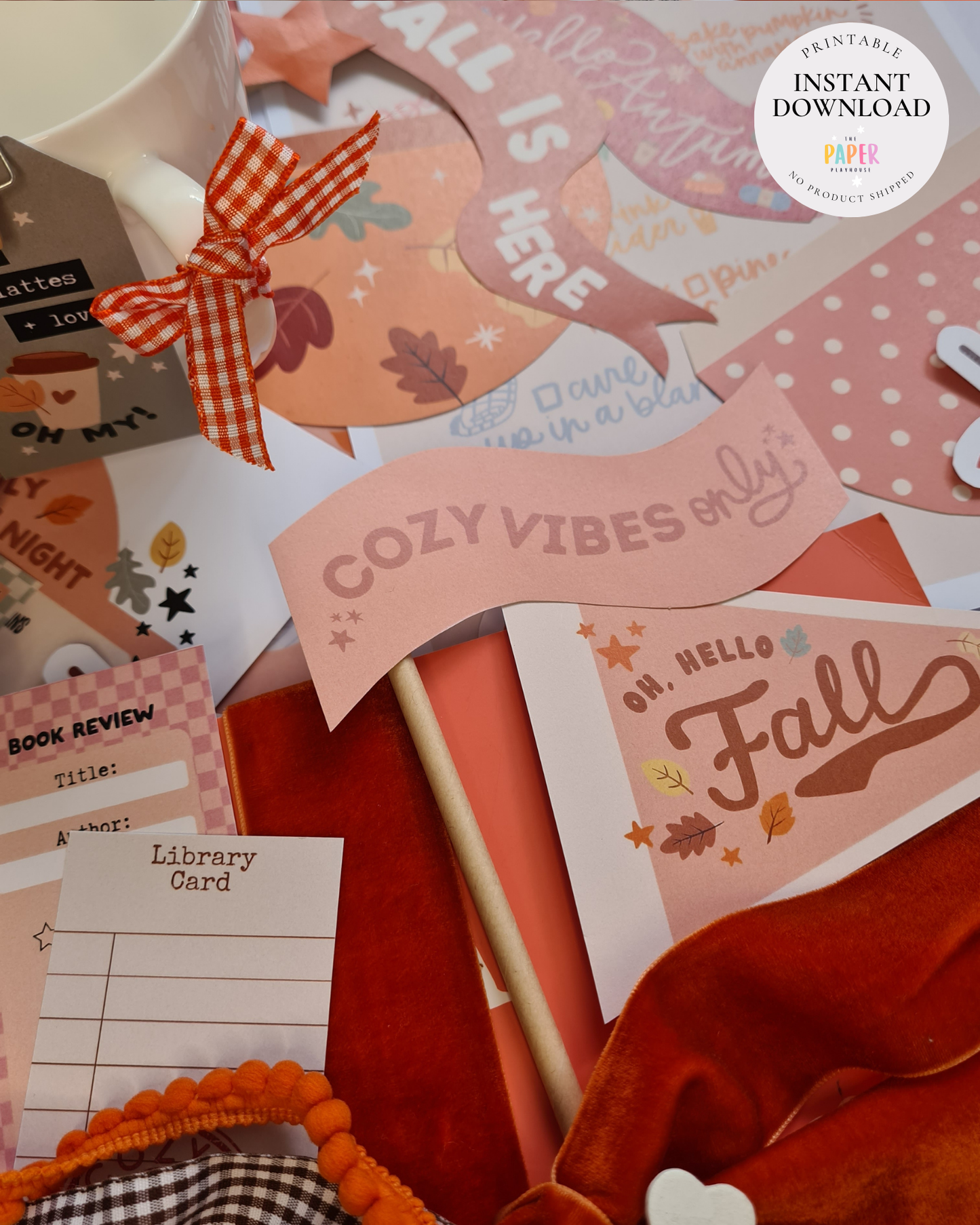 Fall Into a Good Book – Bookstack Decor Bundle | Printable downloadable