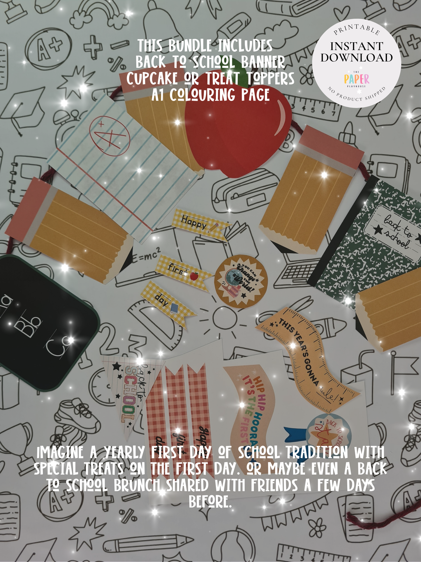 BACK TO SCHOOL HAPPY FIRST DAY BUNDLE / Printable download