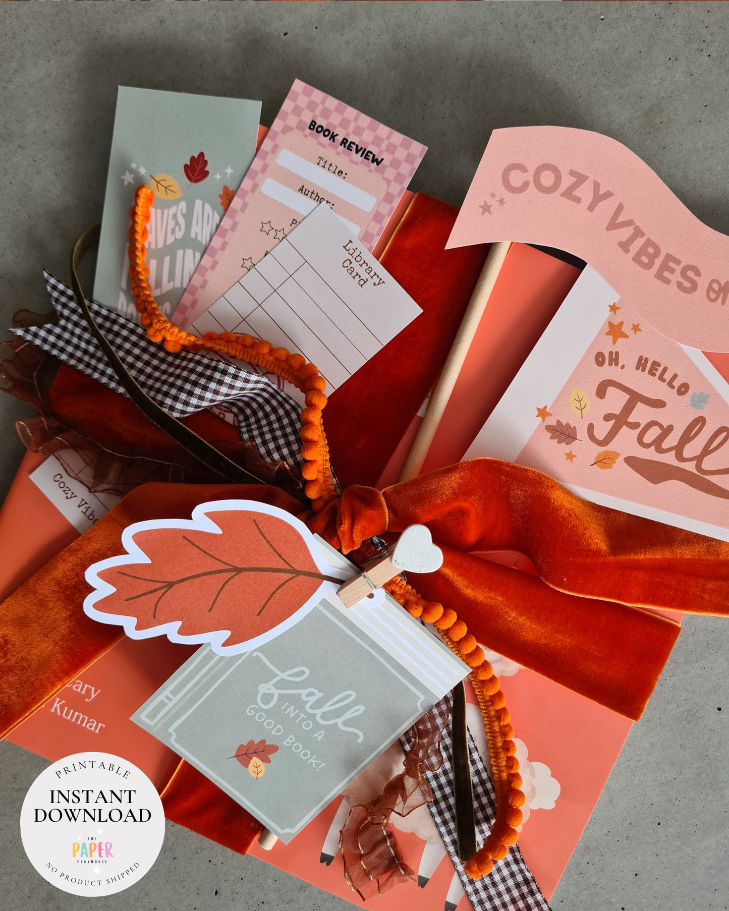 Fall Into a Good Book – Bookstack Decor Bundle | Printable downloadable