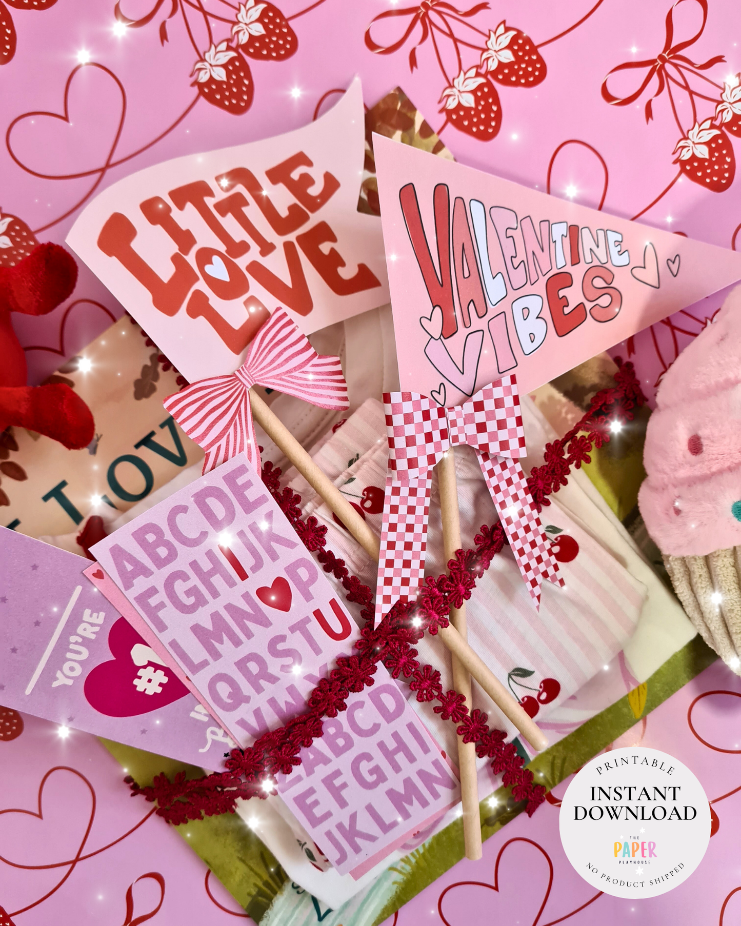 Valentine Bookstack Decor Kit for Kids | Printable downloadable