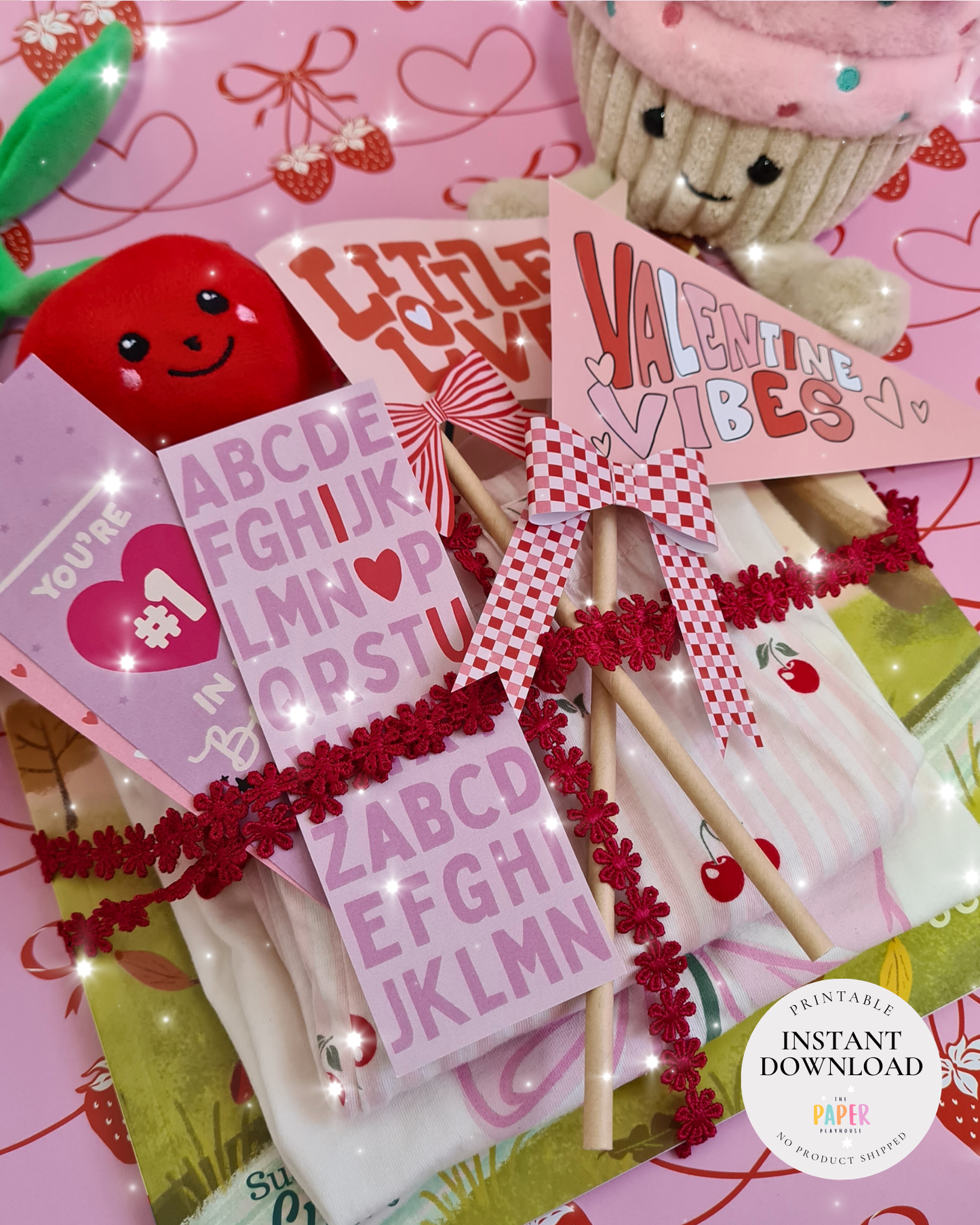 Valentine Bookstack Decor Kit for Kids | Printable downloadable