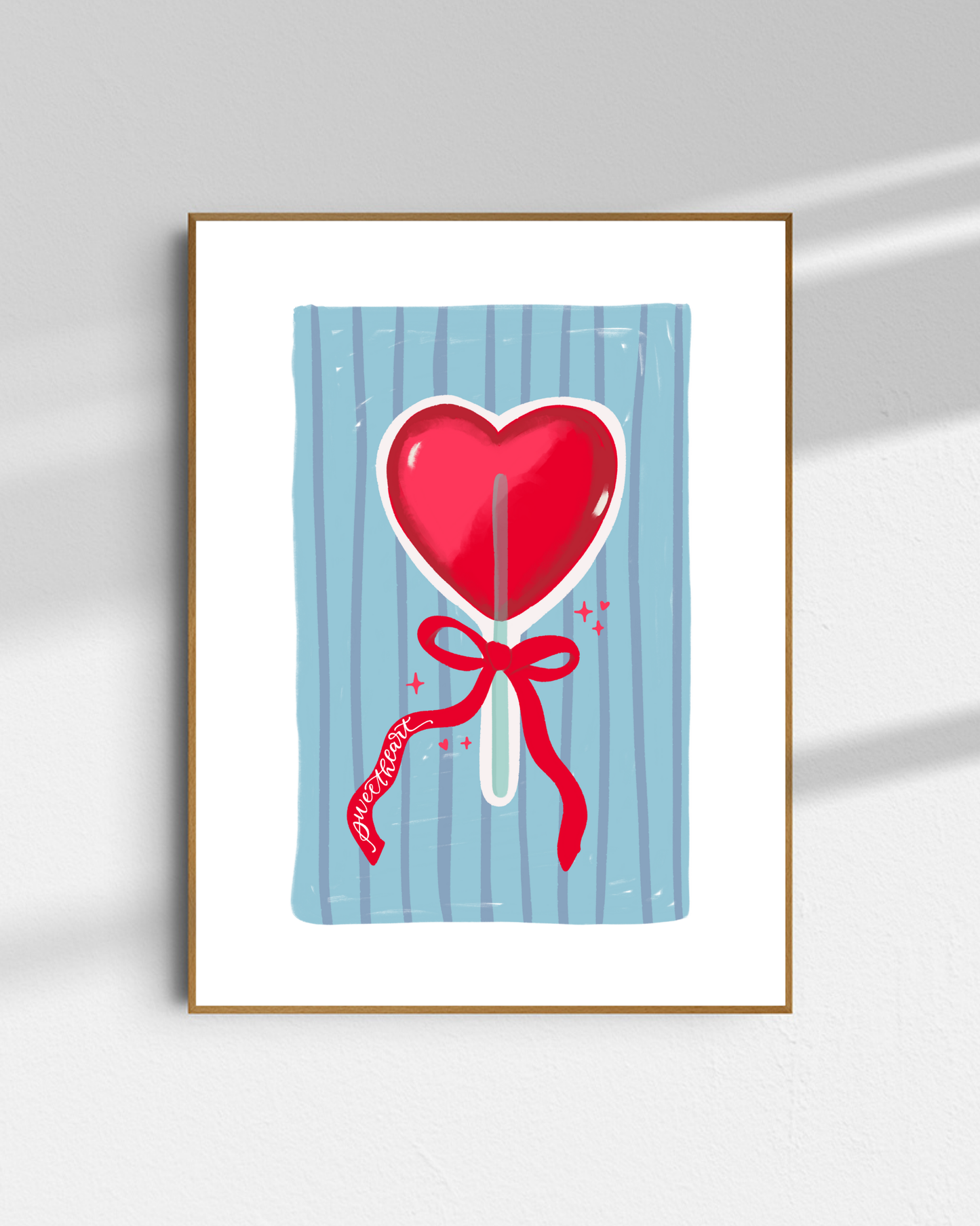 Valentines day blue sucker / FRAMEABLE ART PRINTABLE