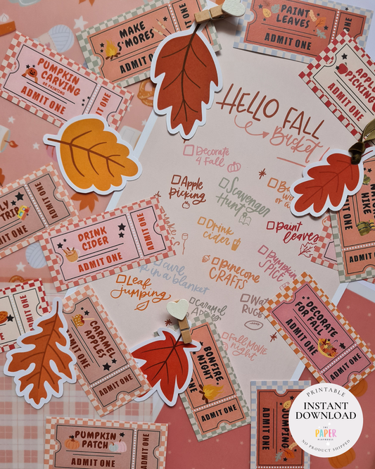 Fall Bucket List & Activity Coupon Set | Printable downloadable