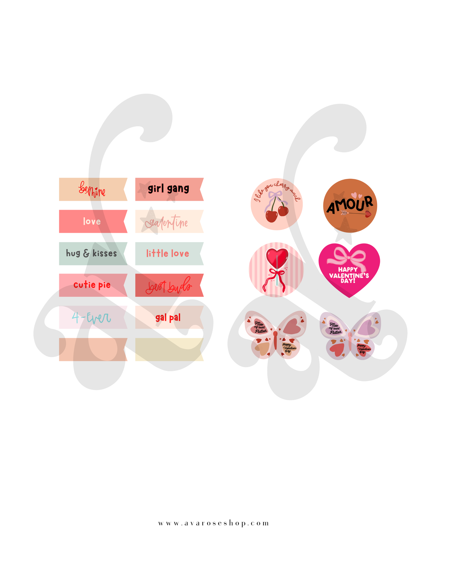 Little flags & cake toppers / PRINTABLE VALENTINE