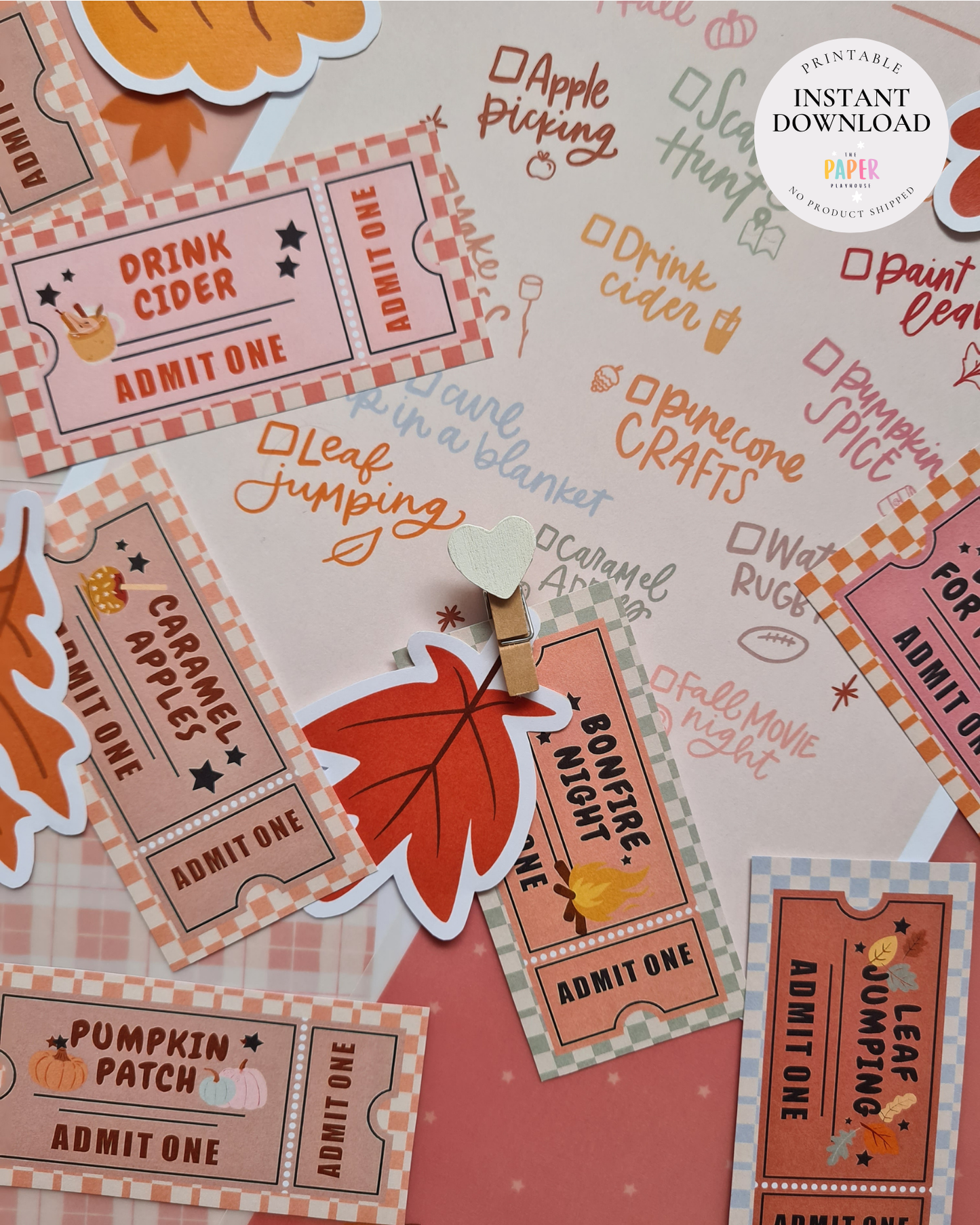 Fall Bucket List & Activity Coupon Set | Printable downloadable