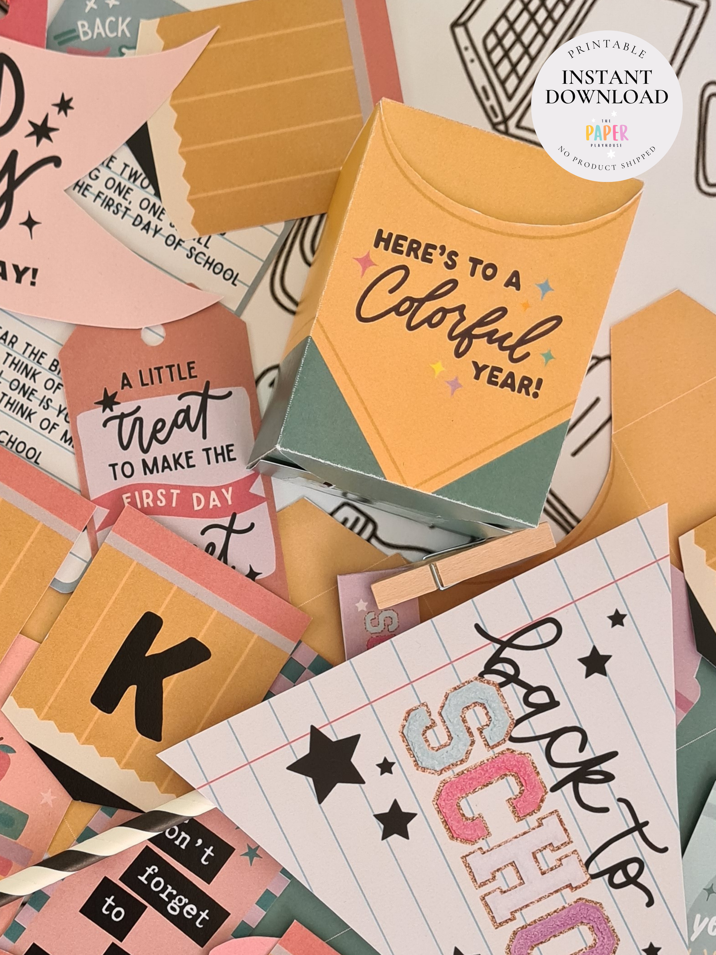 BACK TO SCHOOL SMALL FOLDABLE COLOURFUL YEAR BOX / Printable downloadable