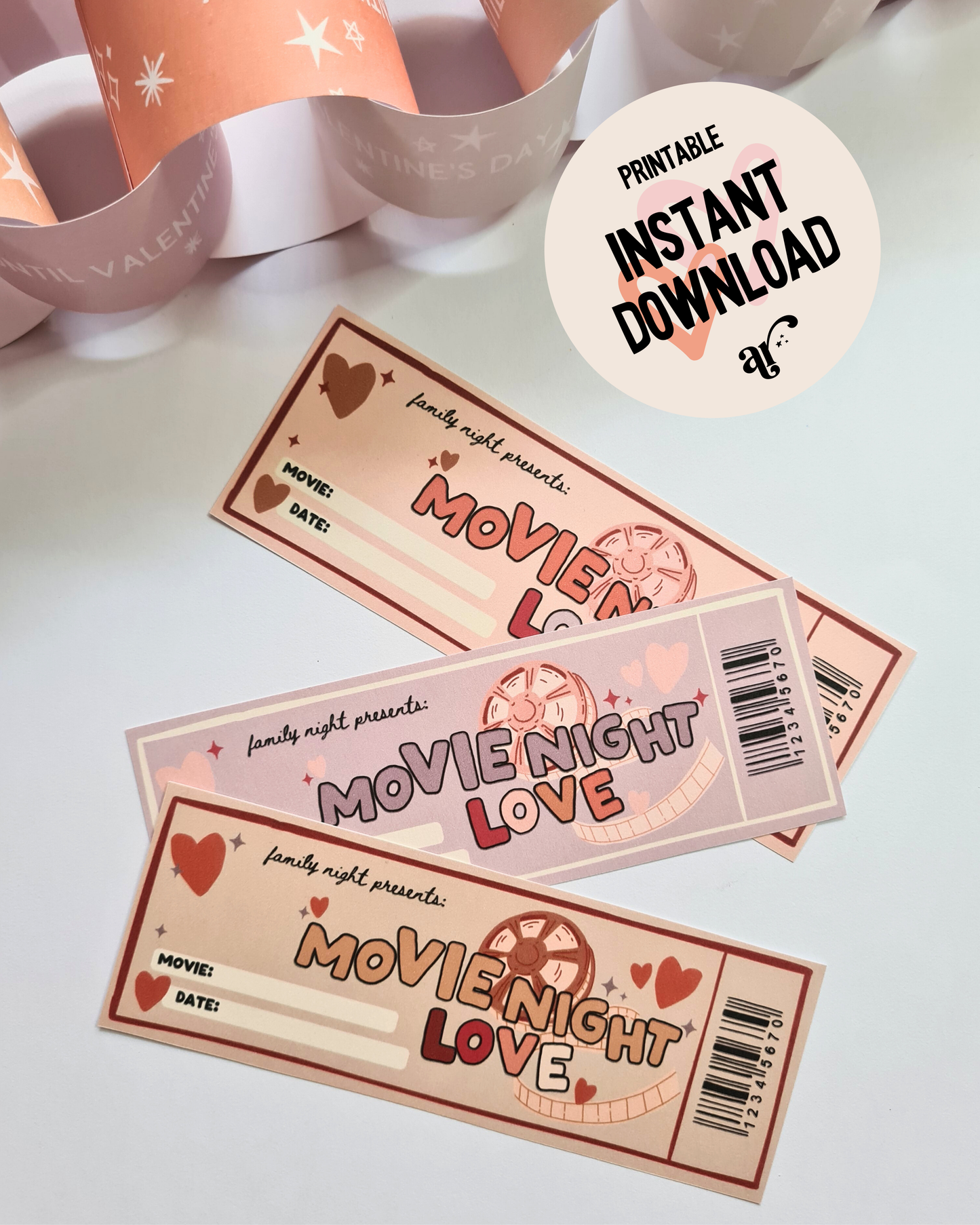 Movie tickets / PRINTABLE VALENTINE