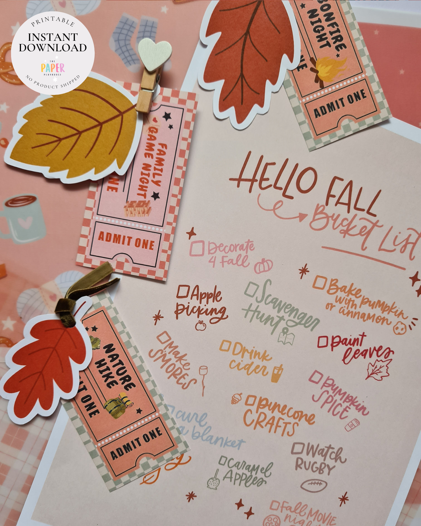 Fall Bucket List & Activity Coupon Set | Printable downloadable