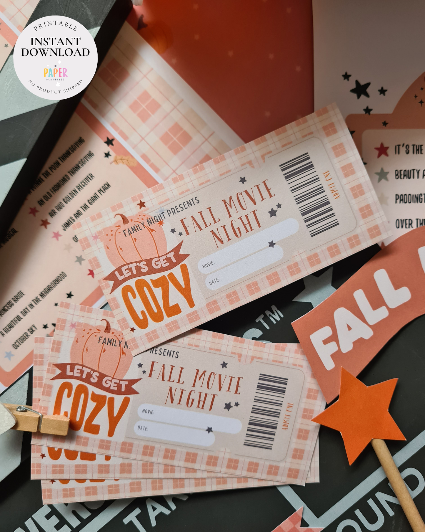 Fall Family Movie Night Bundle (Cinema kit) | Printable downloadable