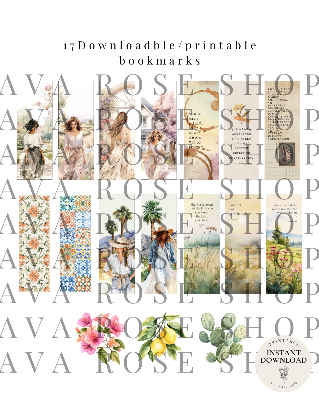 BOOKMARK BUNDLE 1 (WITH 17 PRINTABLE/DOWNLOADBLE BOOKMARKS)