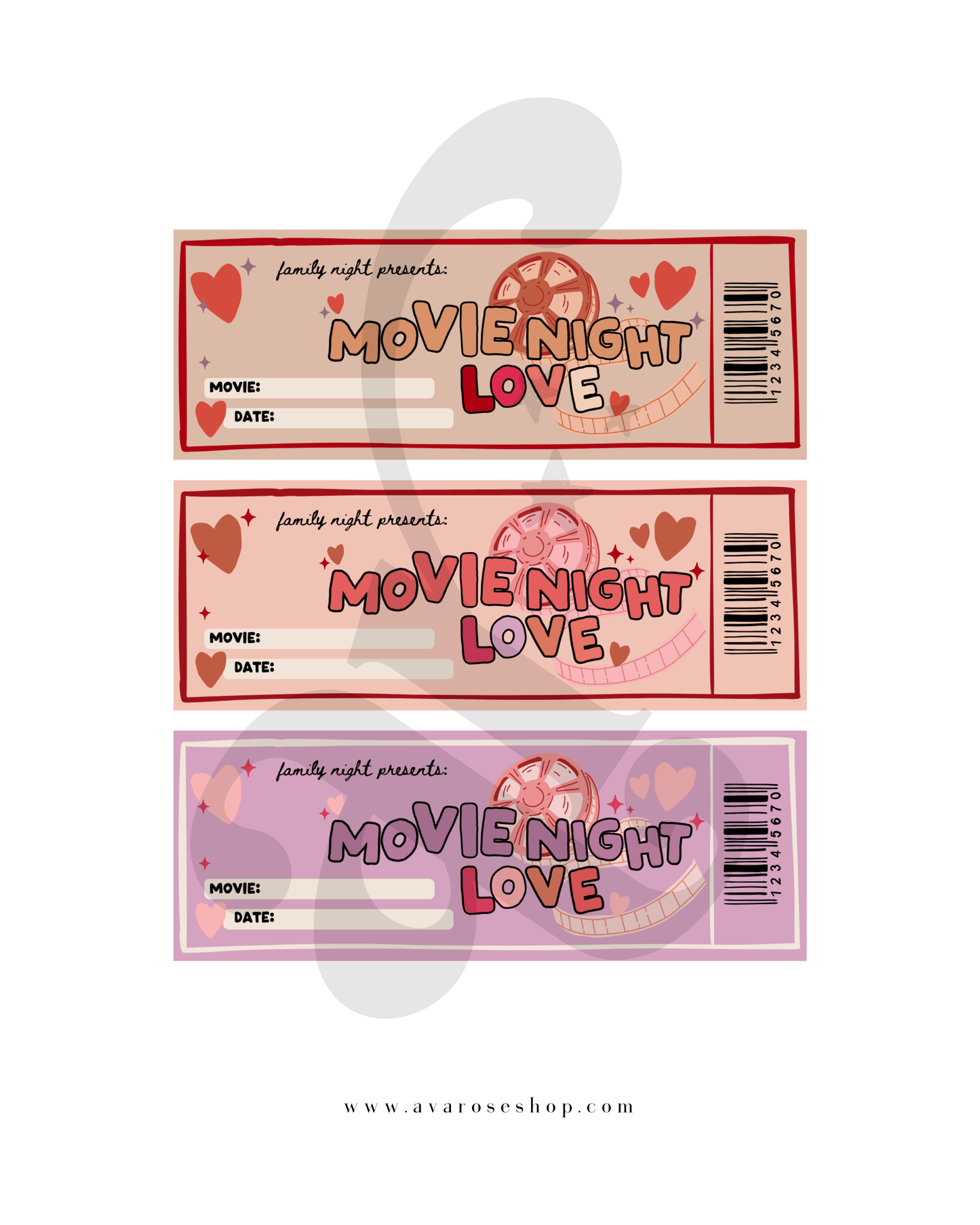 Movie tickets / PRINTABLE VALENTINE