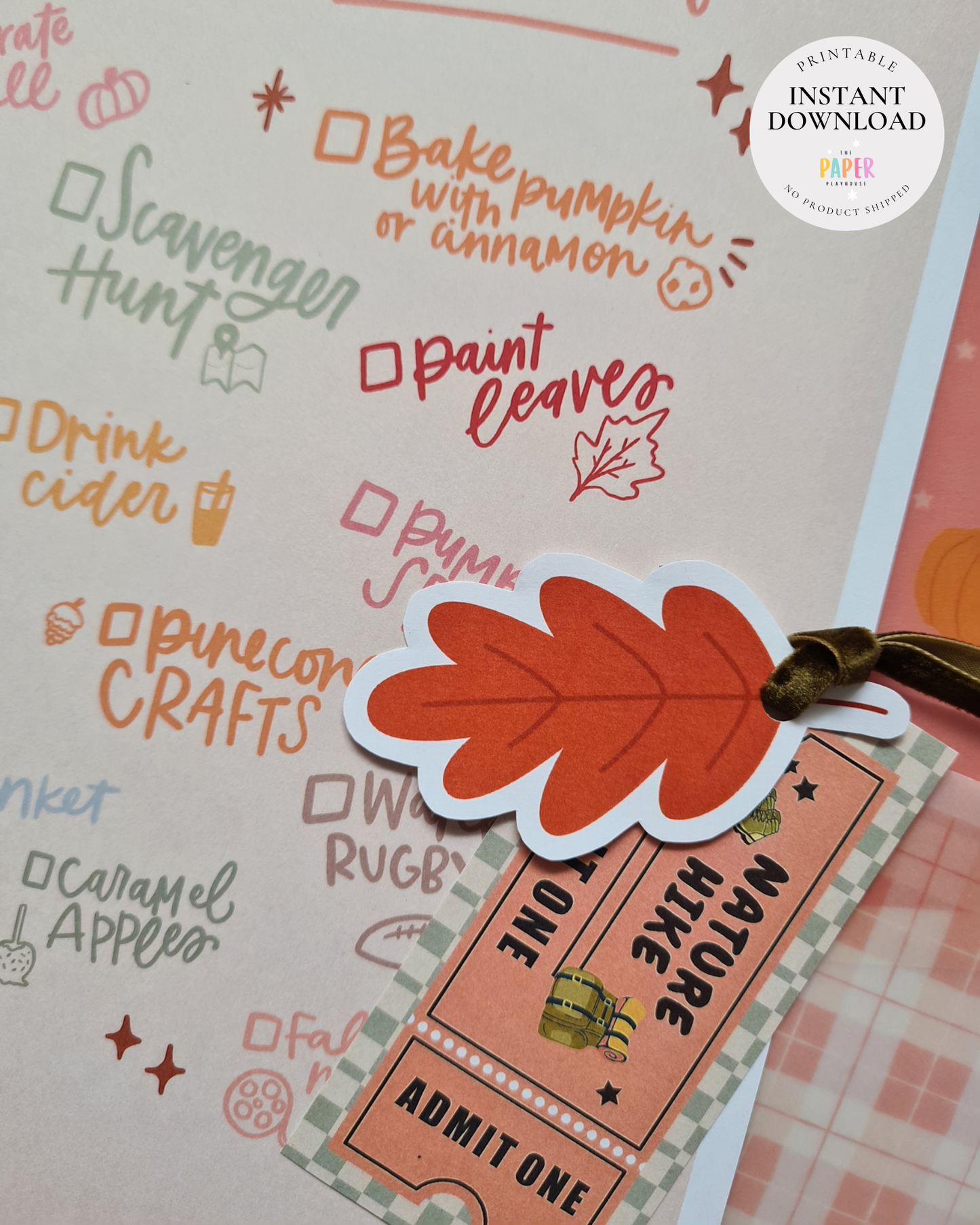 Fall Bucket List & Activity Coupon Set | Printable downloadable
