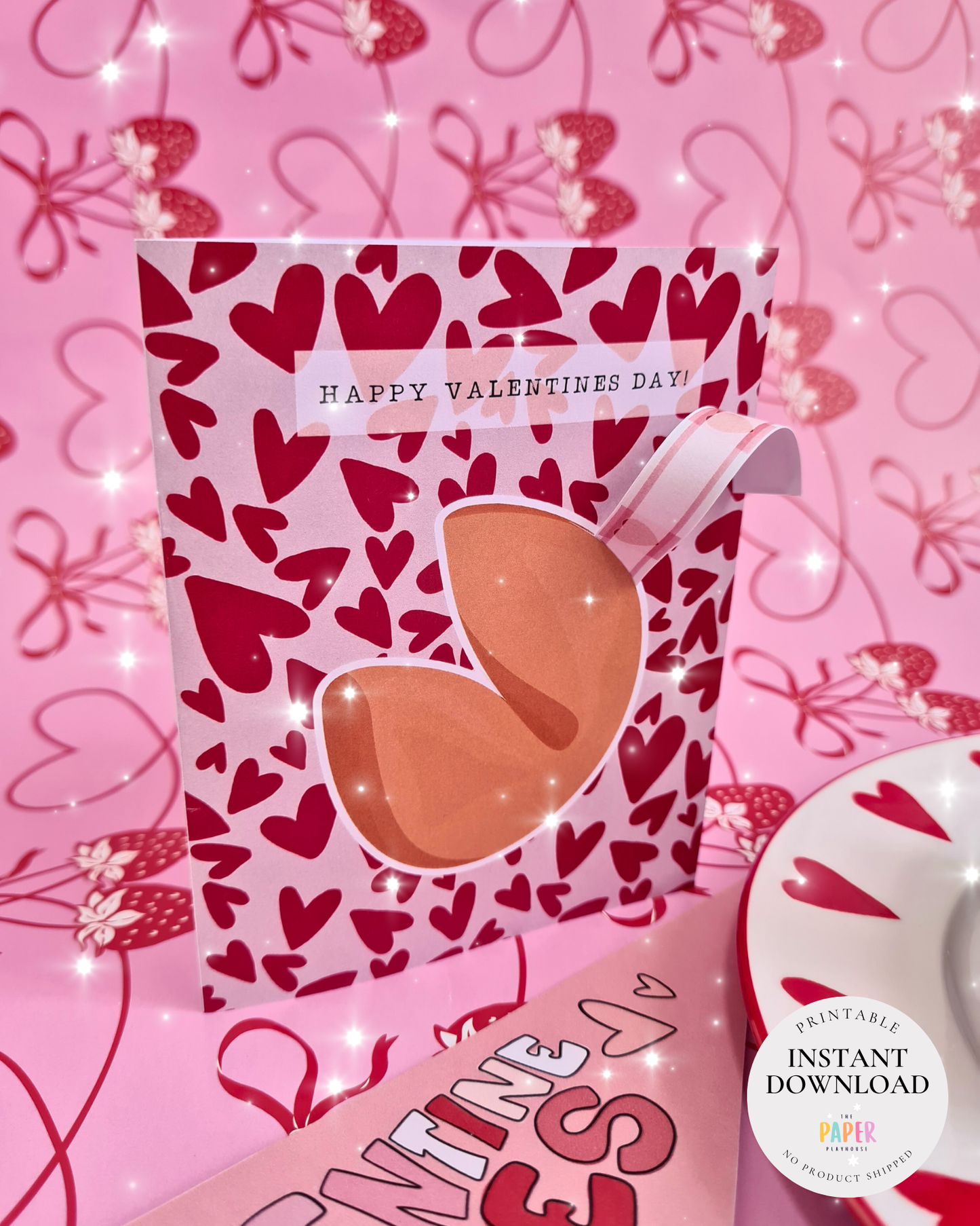 Valentine Fortune Cookie Card  | Printable downloadable