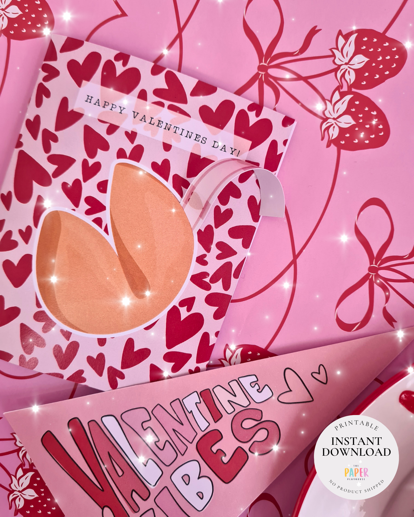Valentine Fortune Cookie Card  | Printable downloadable