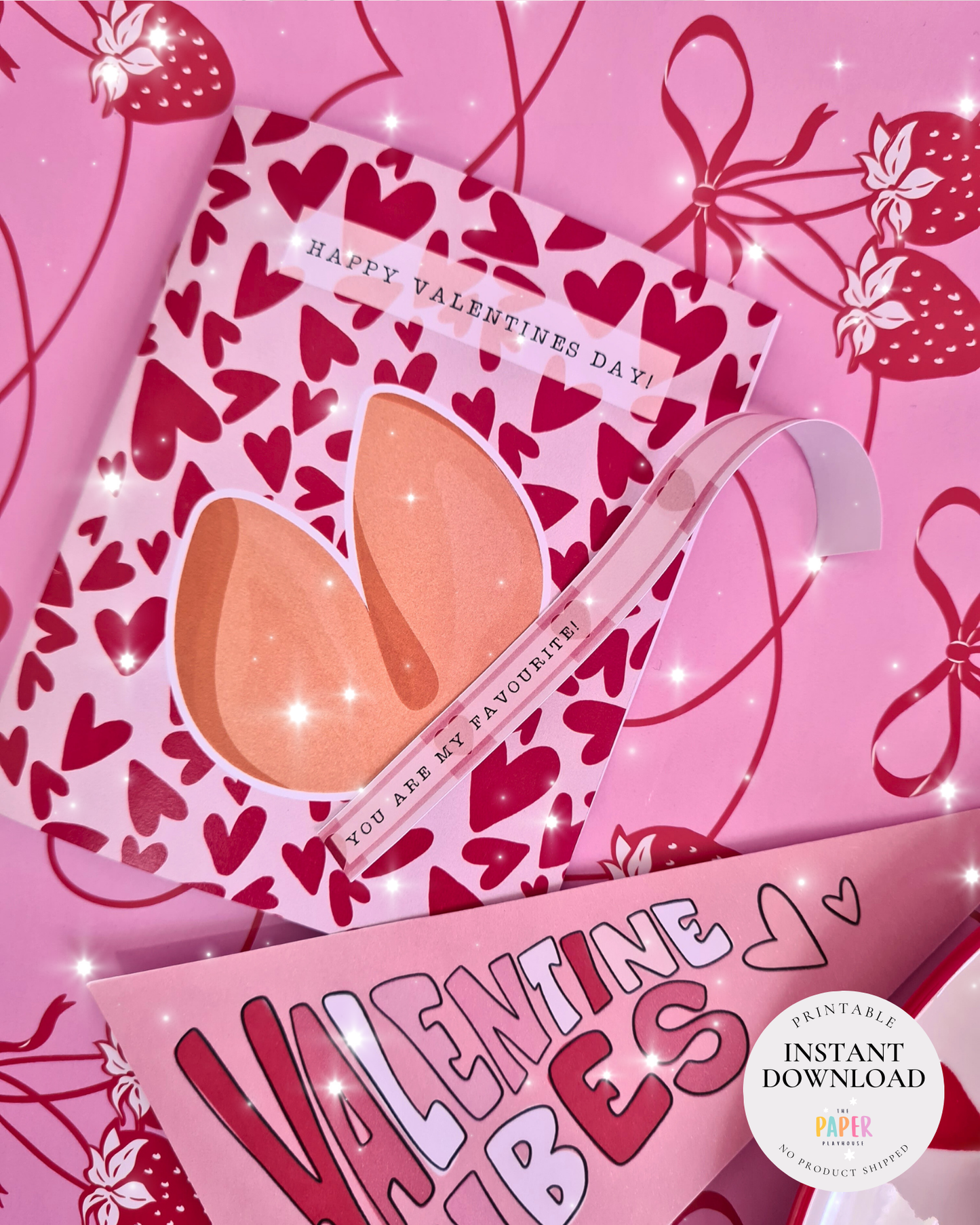 Valentine Fortune Cookie Card  | Printable downloadable