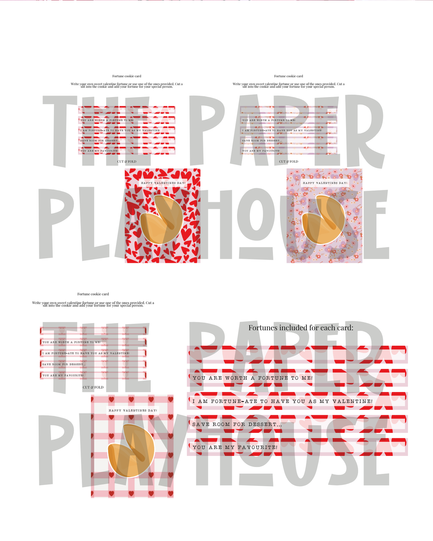Valentine Fortune Cookie Card  | Printable downloadable