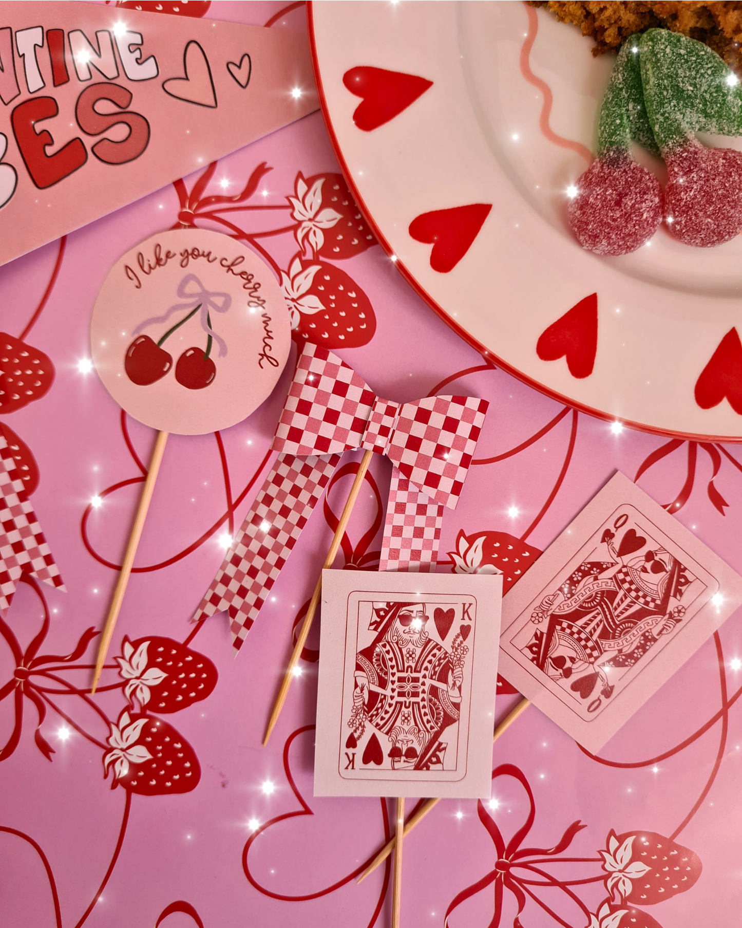 Printable Valentine’s Bow Décor Set Instant download| Printable downloadable