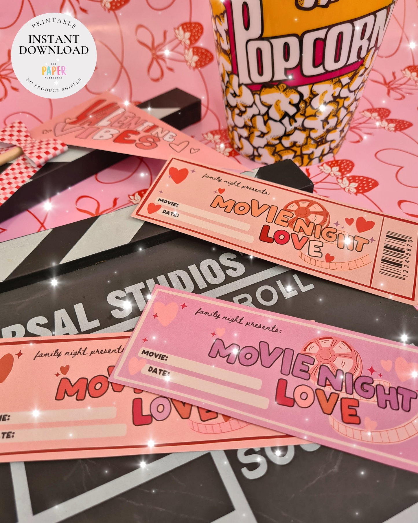 Valentine Family Movie Night Tickets | Printable downloadable