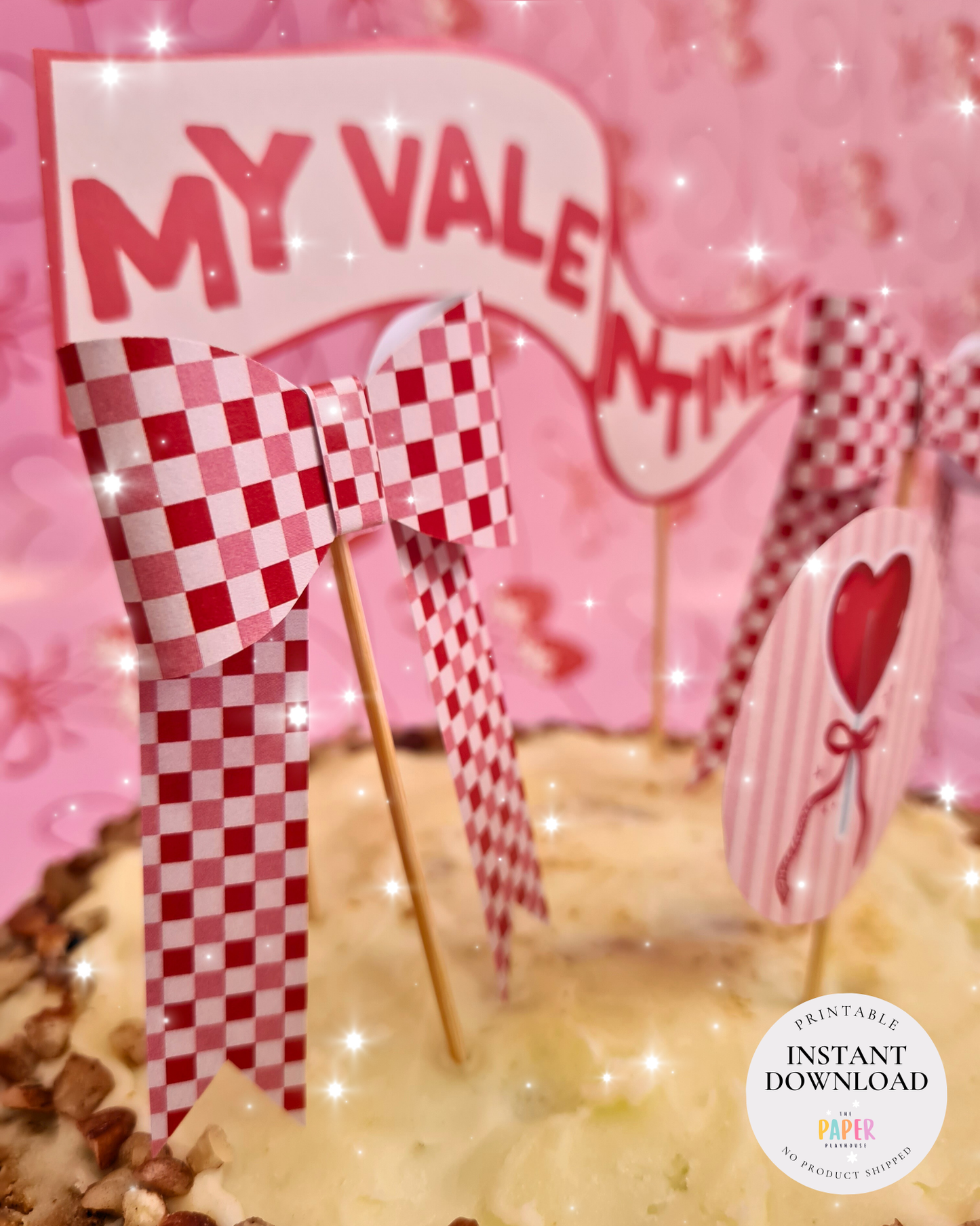 Printable Valentine’s Cake Decor | Instant Download Cake Topper / Printable downloadable