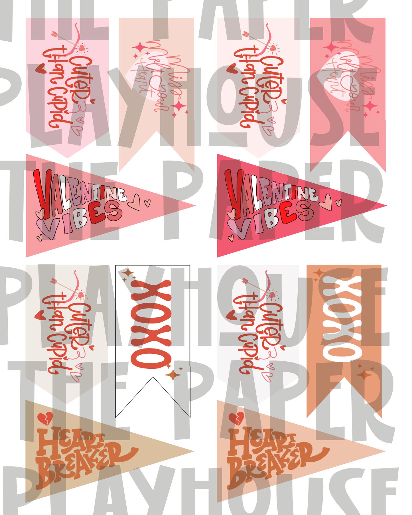 Valentine Flags & Pennants bundle | Printable downloadable