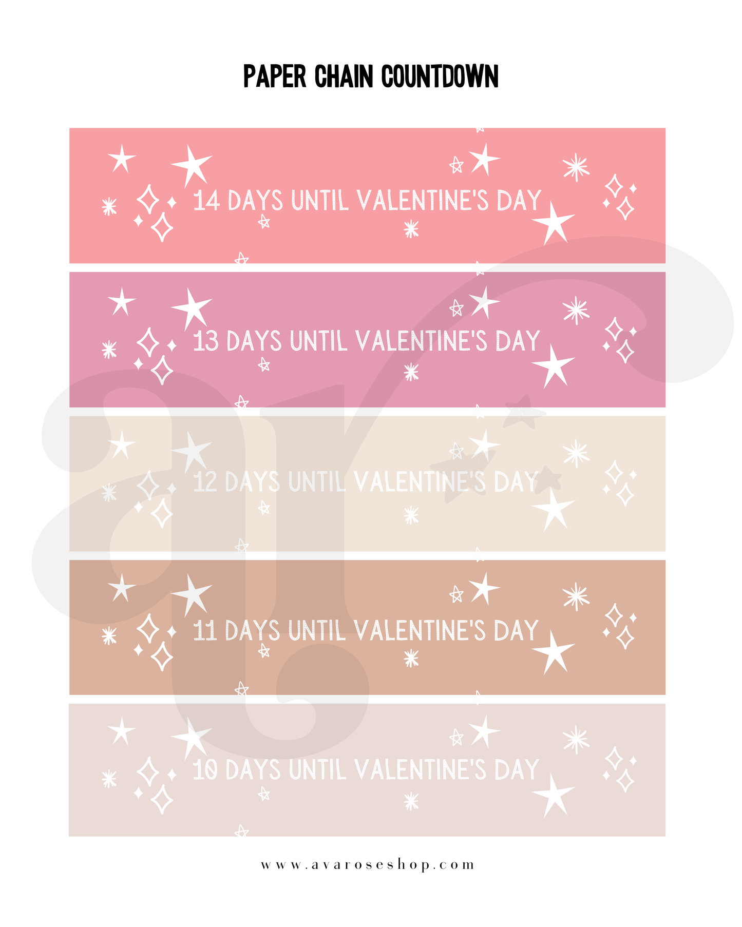 Countdown paper chain / PRINTABLE VALENTINE