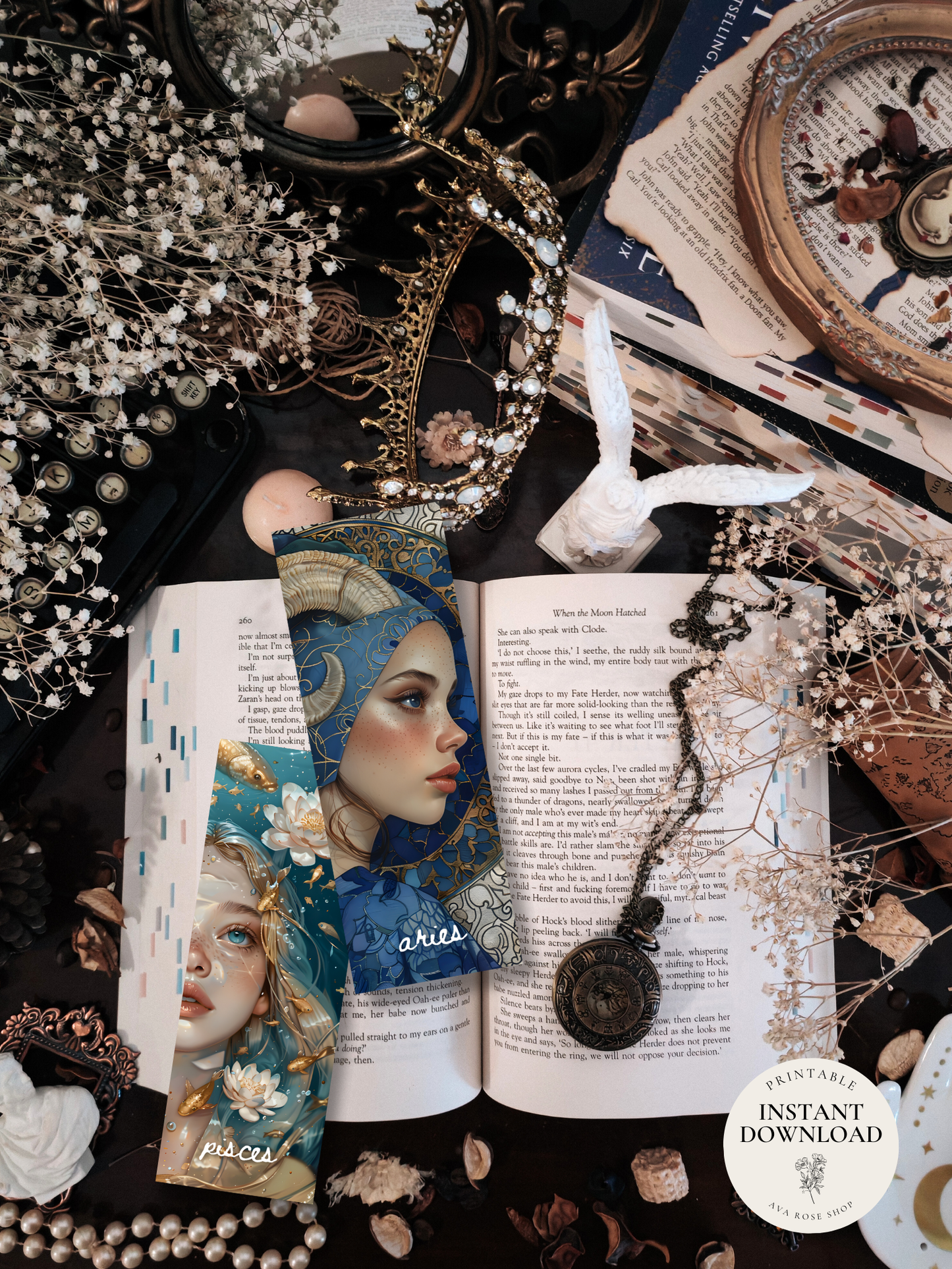 FIRST POINT OF ARIES/ ZODIAC BOOKMARKS / Printable bookmarks