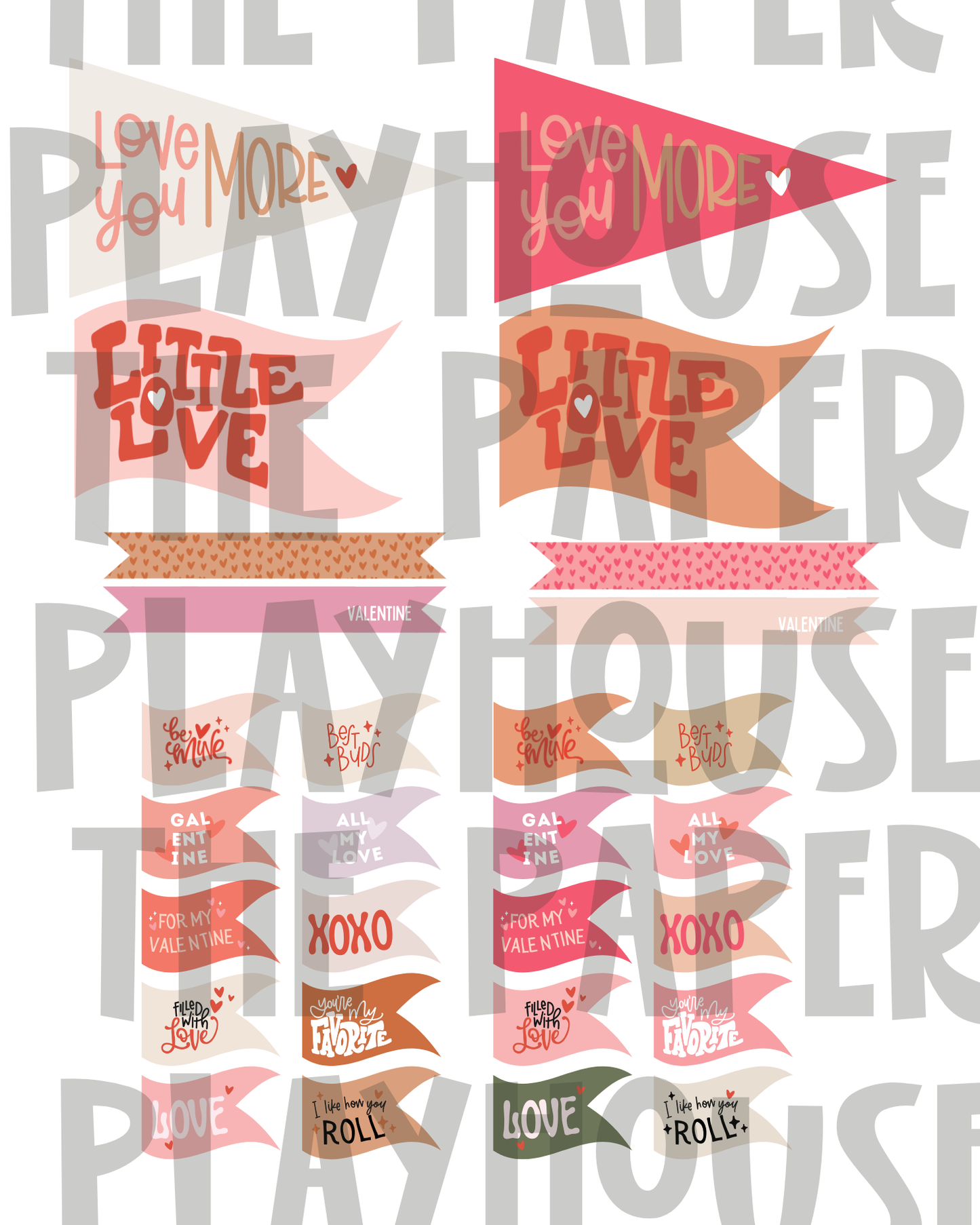 Valentine Flags & Pennants bundle | Printable downloadable