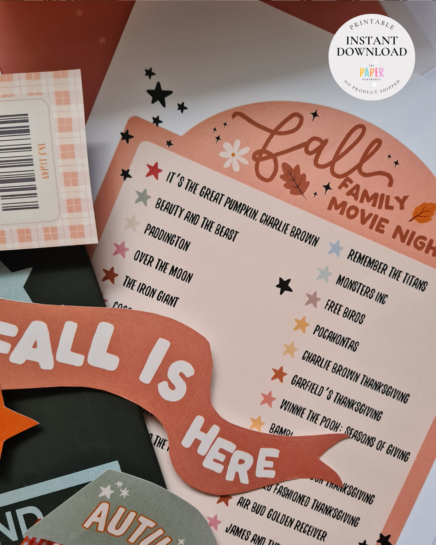 Fall Family Movie Night Bundle (Cinema kit) | Printable downloadable