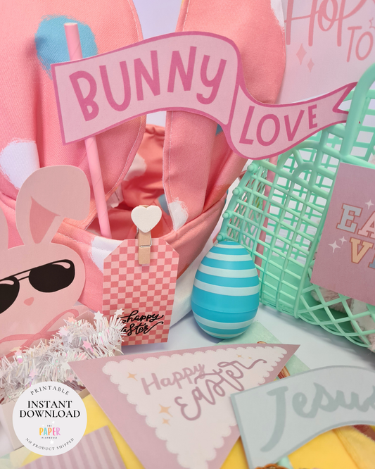 Easter flag and tag bundle | Printable downloadable