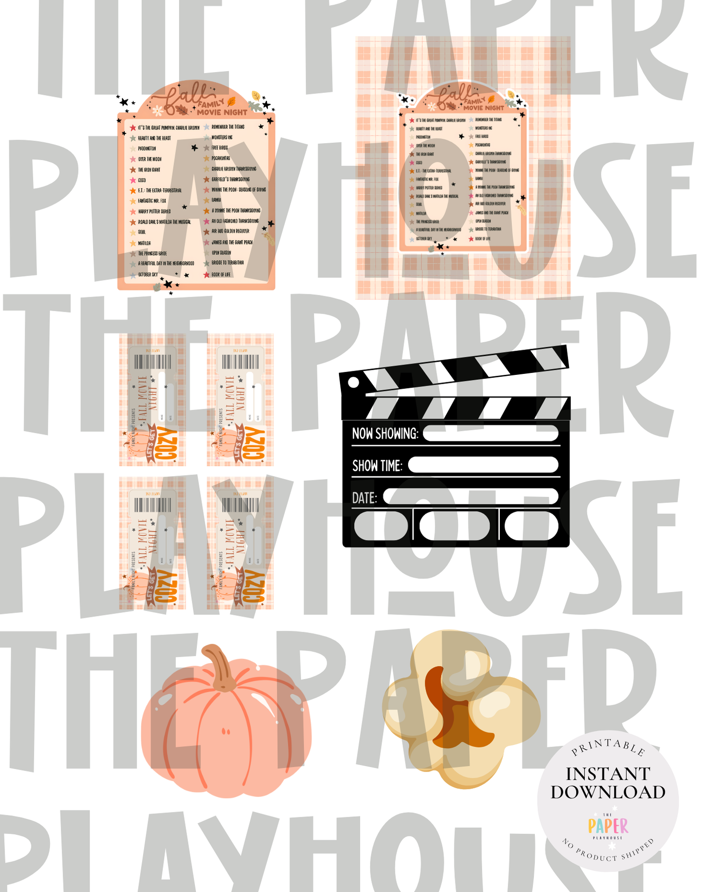 Fall Family Movie Night Bundle (Cinema kit) | Printable downloadable