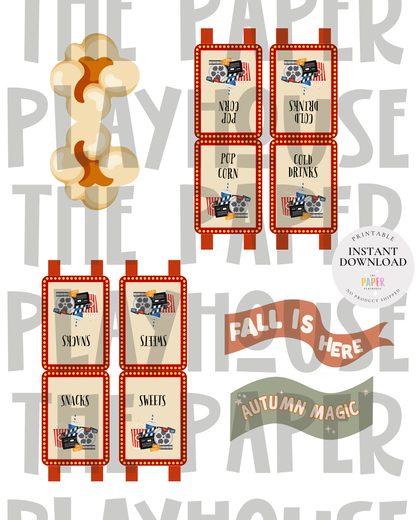 Fall Family Movie Night Bundle (Cinema kit) | Printable downloadable